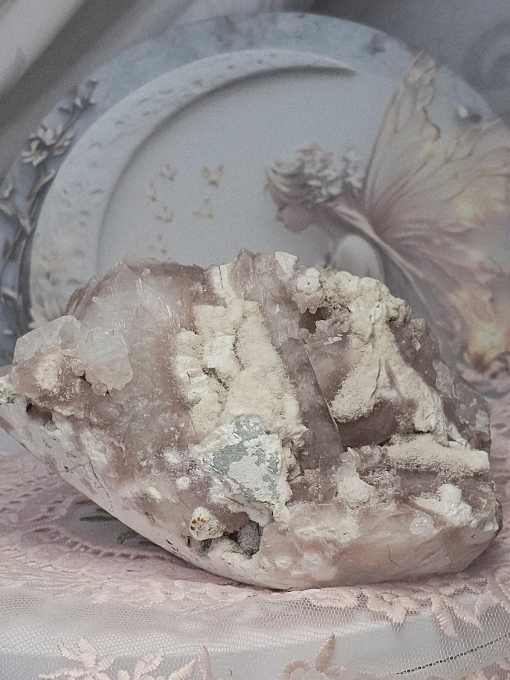 RARE Pink Sugar Apophyllite with Stillbite from India , Apophyllite, Crystal, Crystal