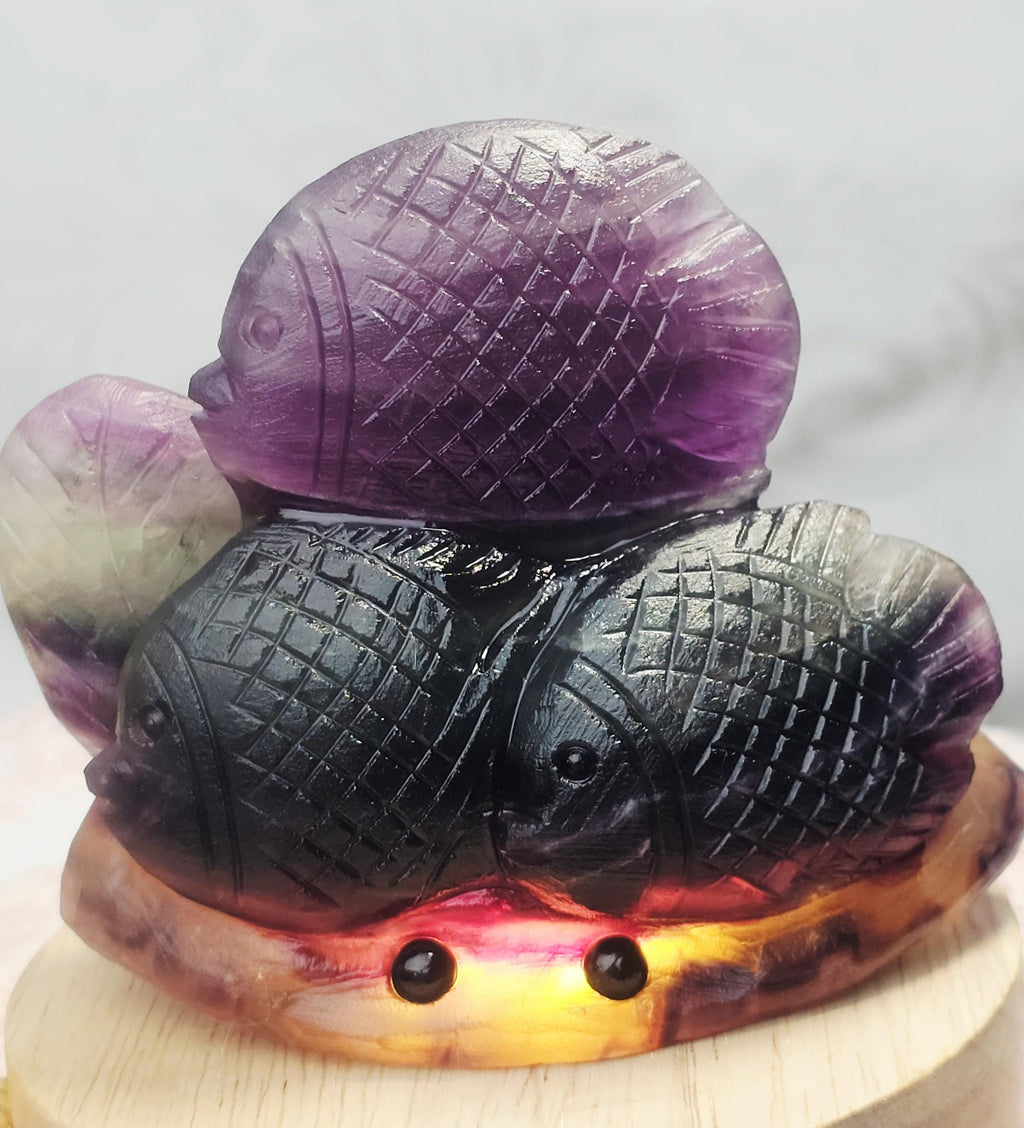 Rainbow Fluorite Fish Hedgehog, Crystal Home Decor