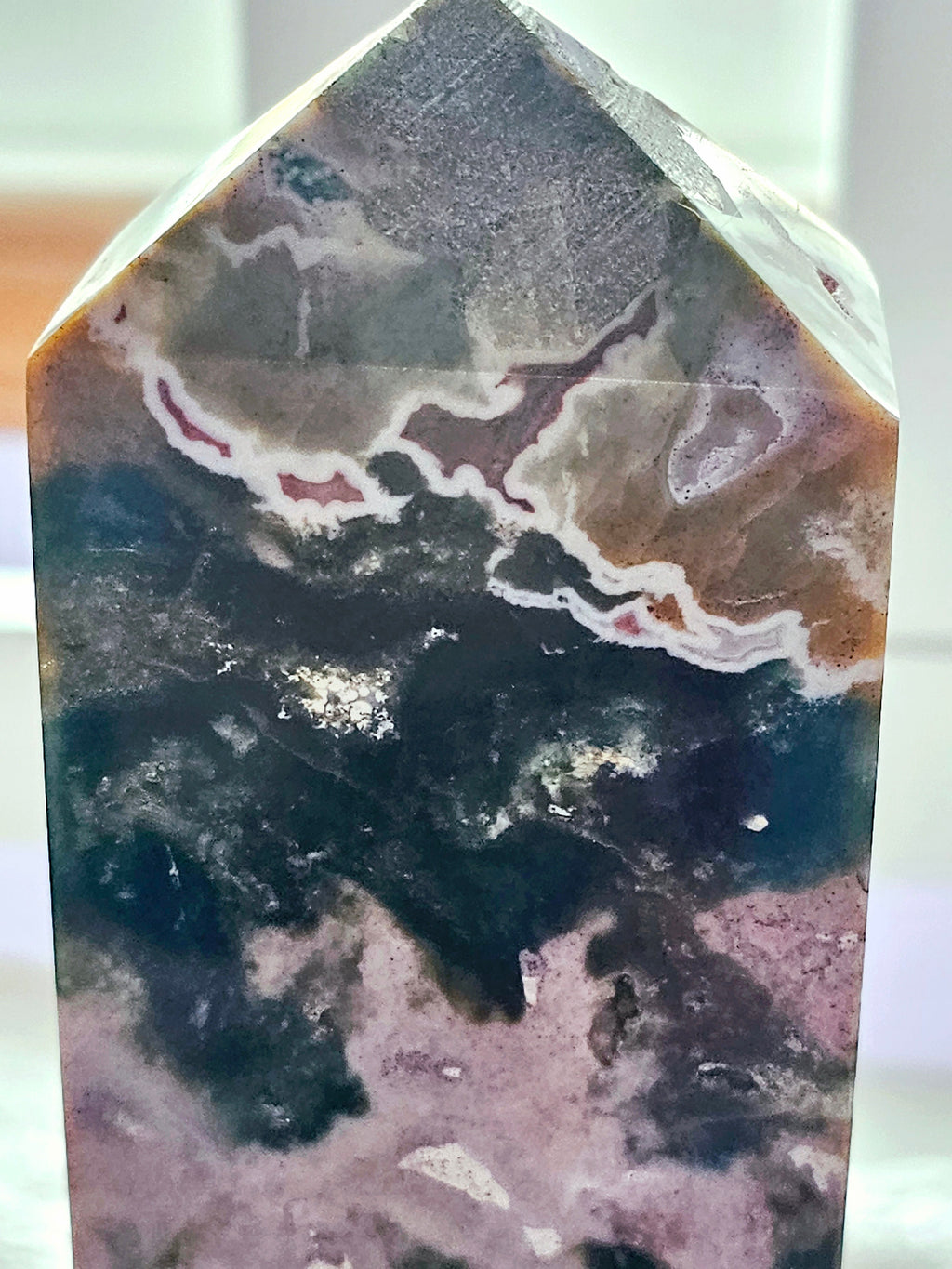 2lb 7oz Rare Colorful Druzy Ocean Jasper Tower, Big Druzy Tower