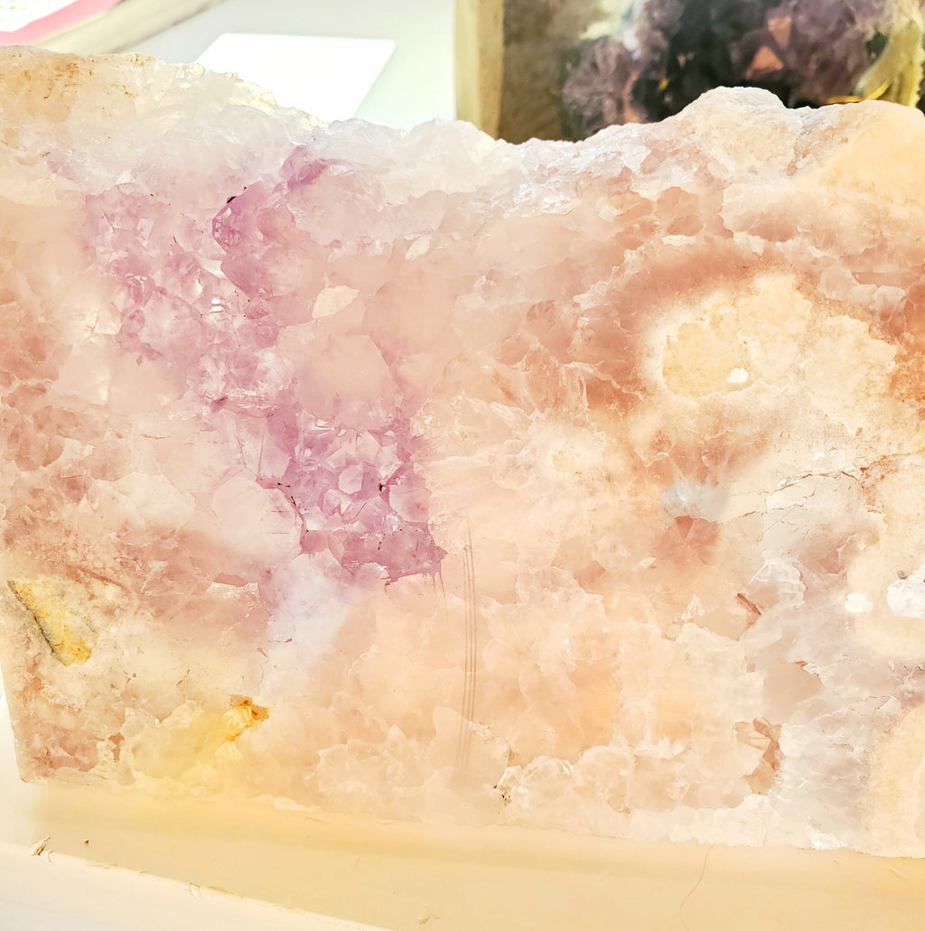 RARE Amethyst Flower Agate Slab with Druzy