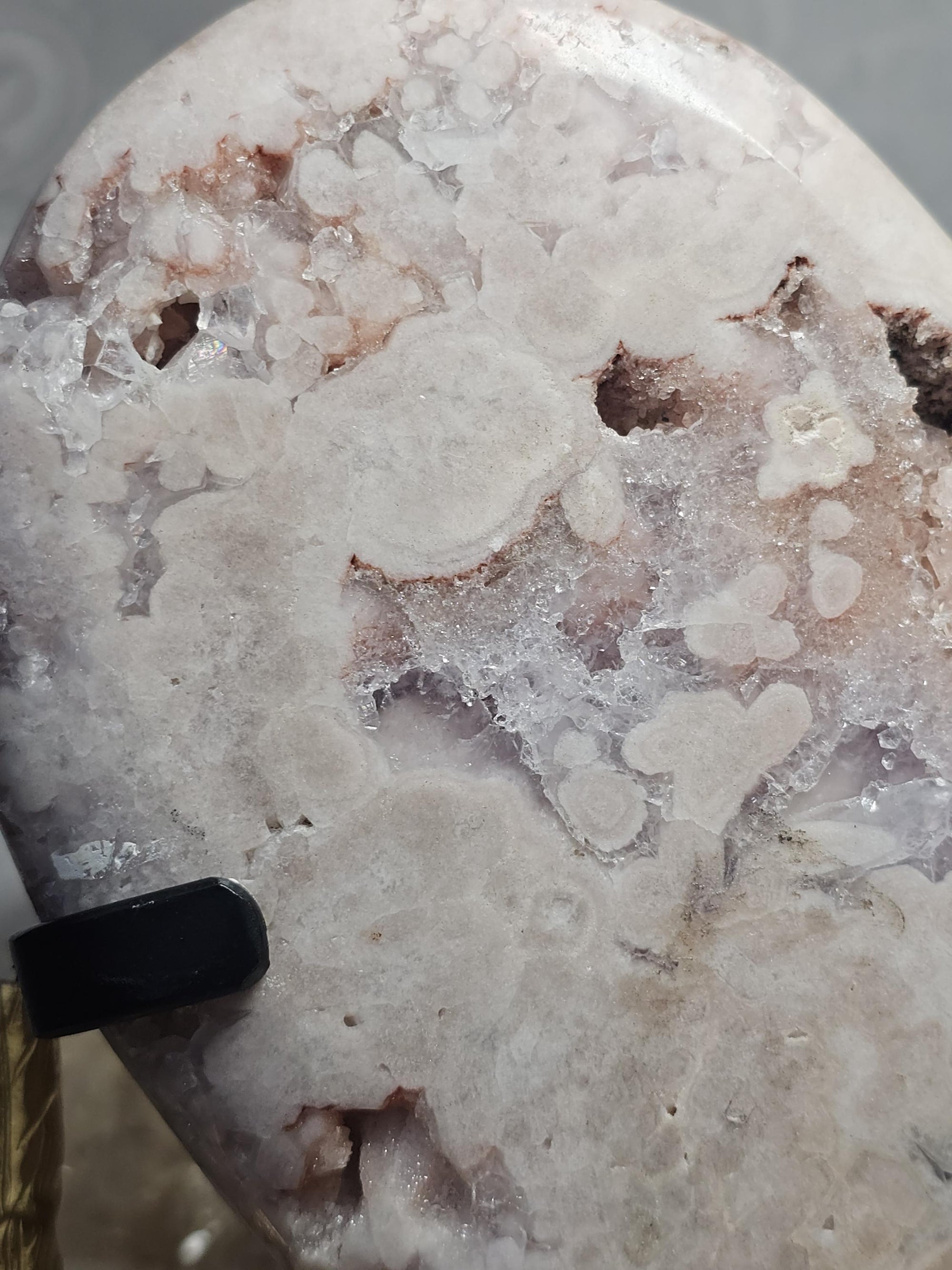 Pink Amethyst Druzy Heart, Rose Gold Stand, Brazilian Crystal Gift