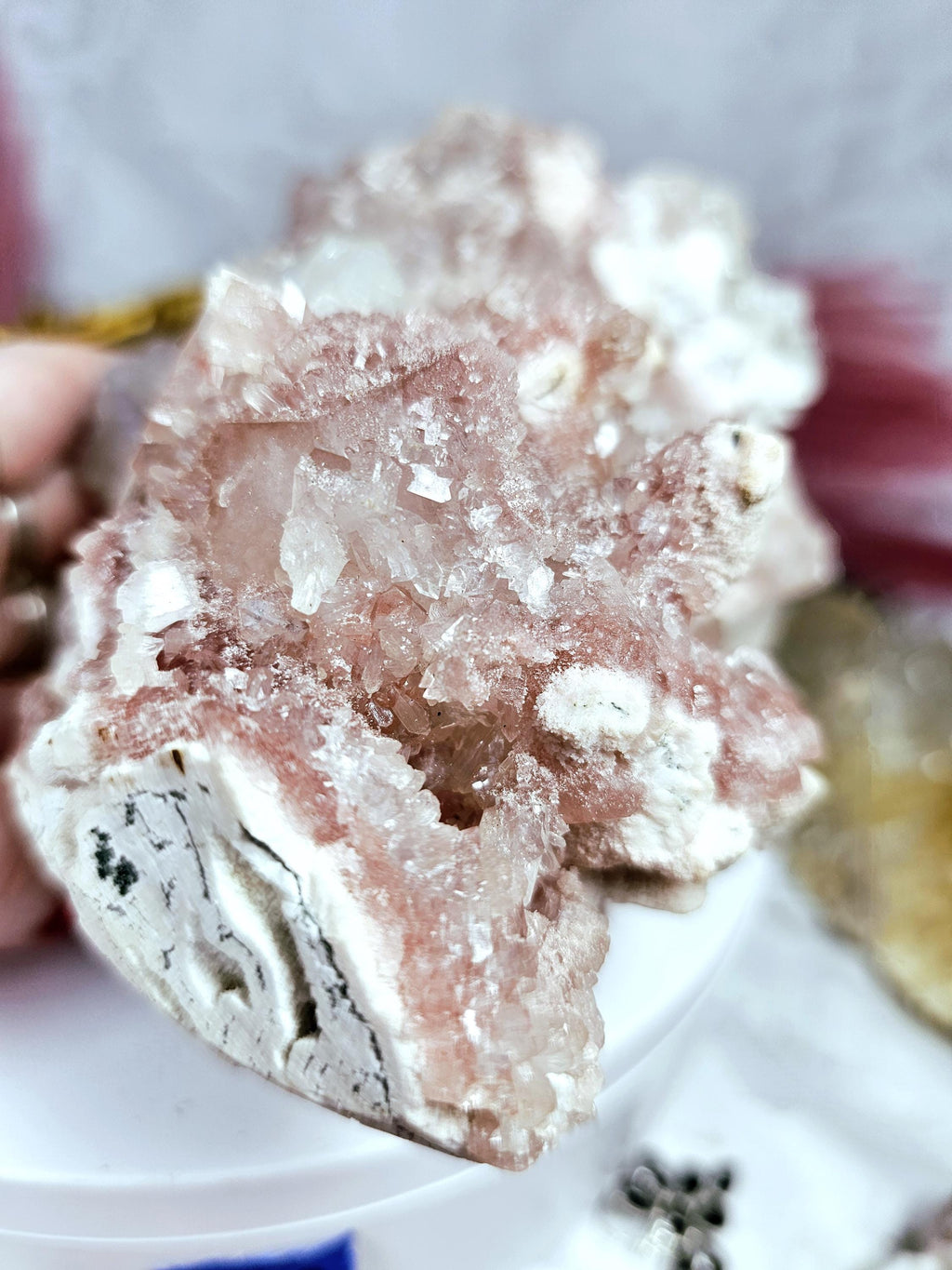 Rare Pink Cotton Candy Sugar Apophyllite Crystal Cluster from India