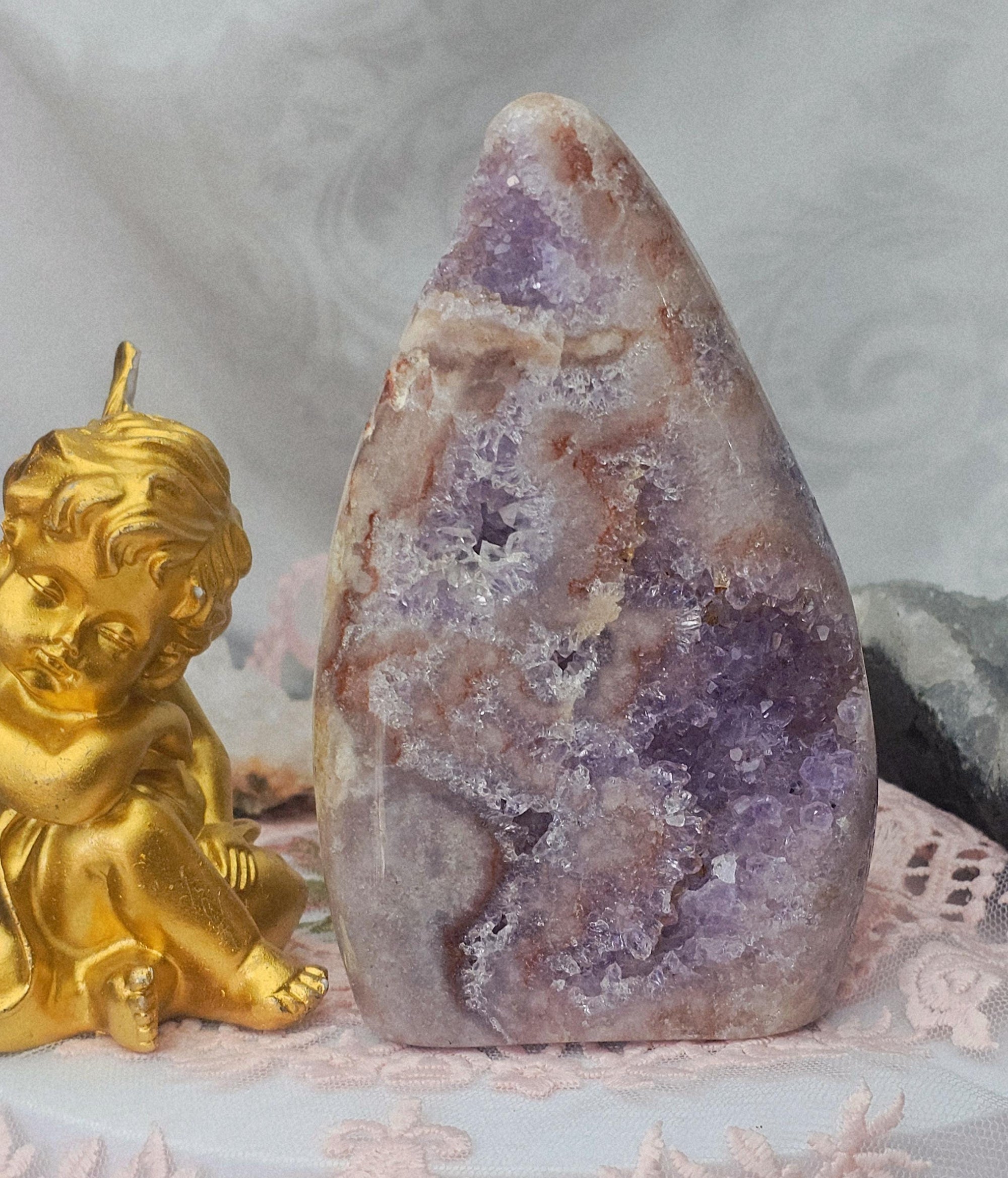 Brazilian Pink Amethyst Druzy Flame , Crystal Flame, Gift