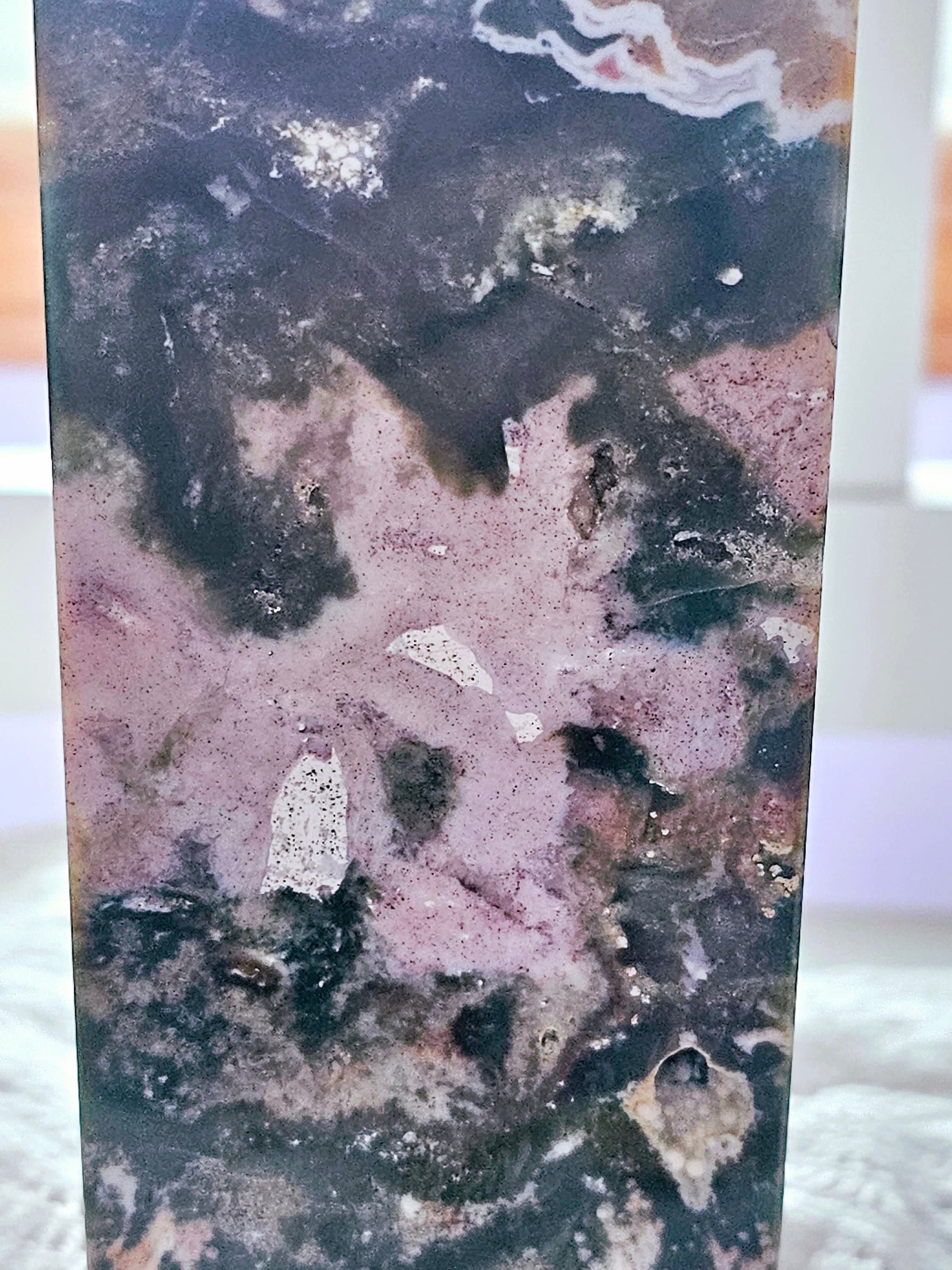 2lb 7oz Rare Colorful Druzy Ocean Jasper Tower, Big Druzy Tower