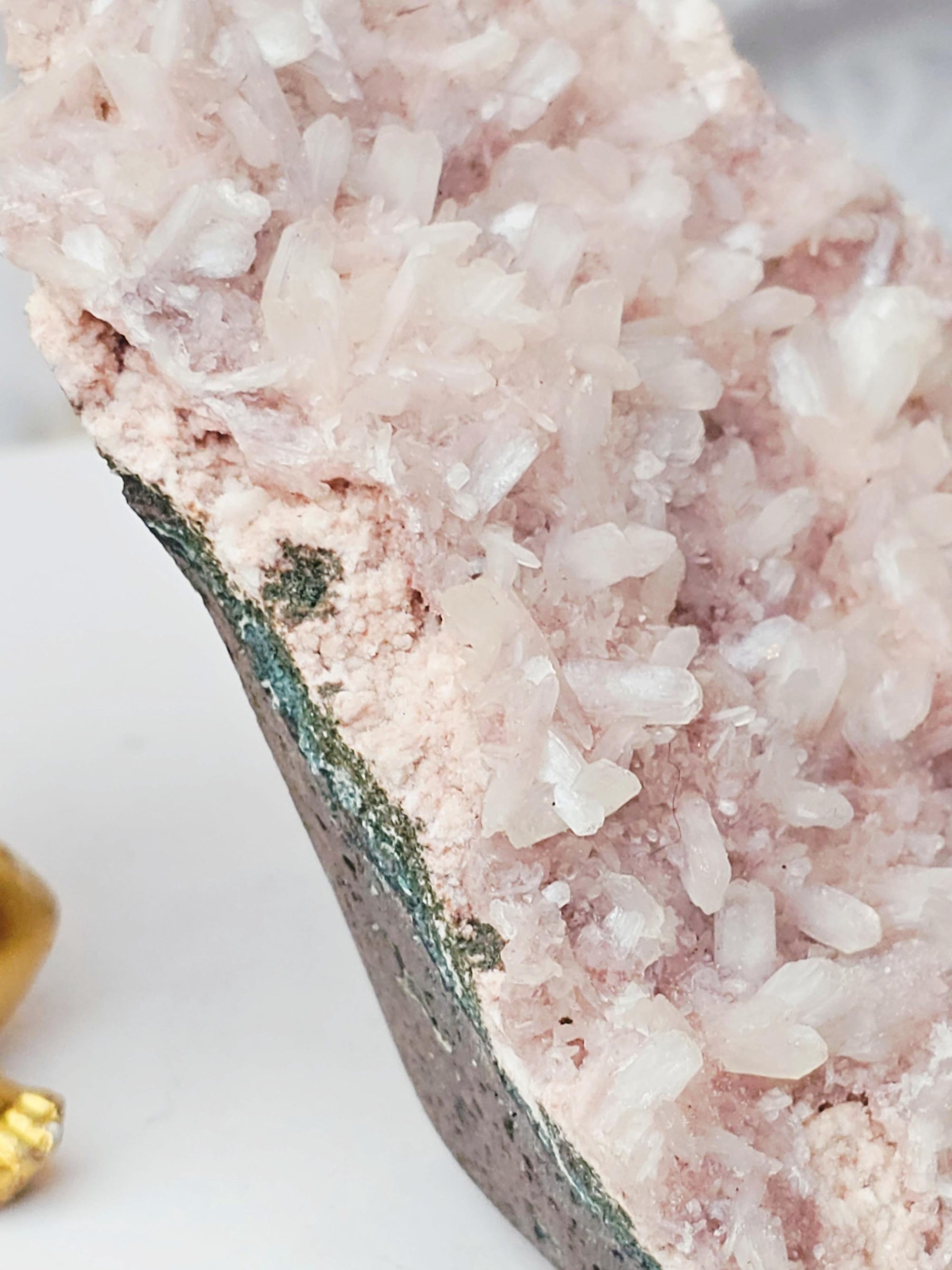 RARE Pink Sugar Apophyllite with Stillbite from India , Apophyllite, Crystal, Crystal