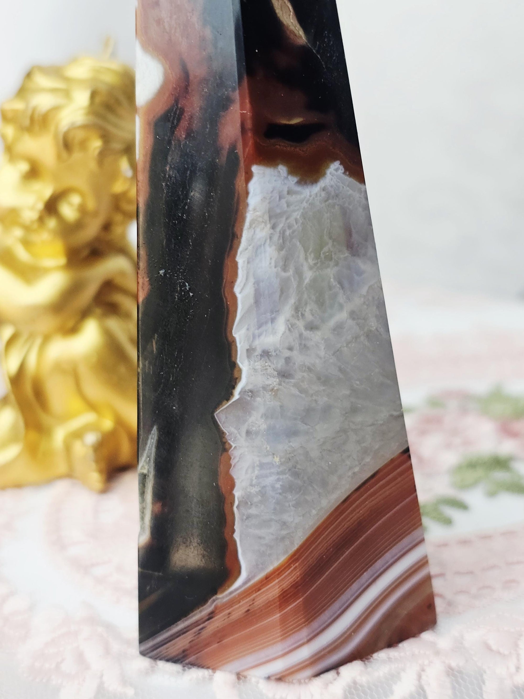 Sardonyx Carnelian Tower, Carnelian Towers , Orange and Black Sardonyx, Crystal Gift