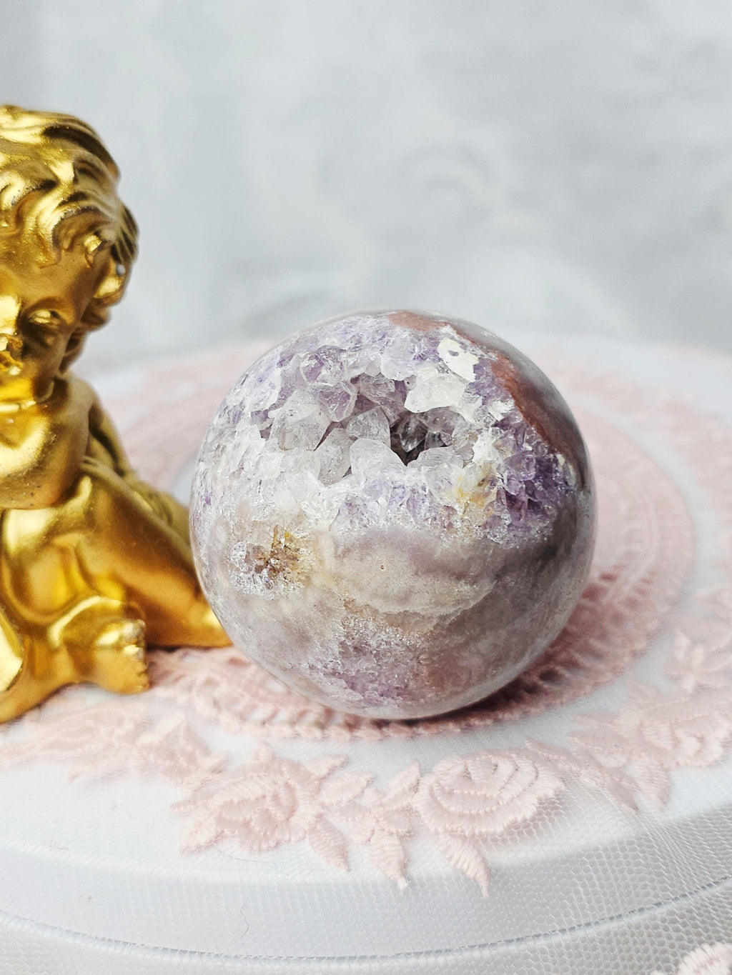 Brazilian Amethyst Druzy Sphere, Pink Amethyst Druzy Sphere, Red Pink Amethyst, Crystal Ball, Crystal Sphere, ,Gift