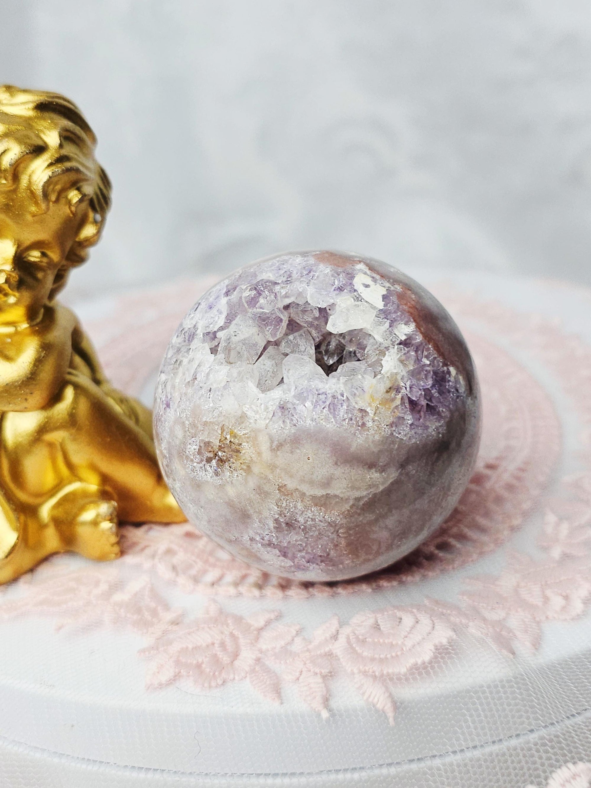 Brazilian Amethyst Druzy Sphere, Pink Amethyst Druzy Sphere, Red Pink Amethyst, Crystal Ball, Crystal Sphere, ,Gift
