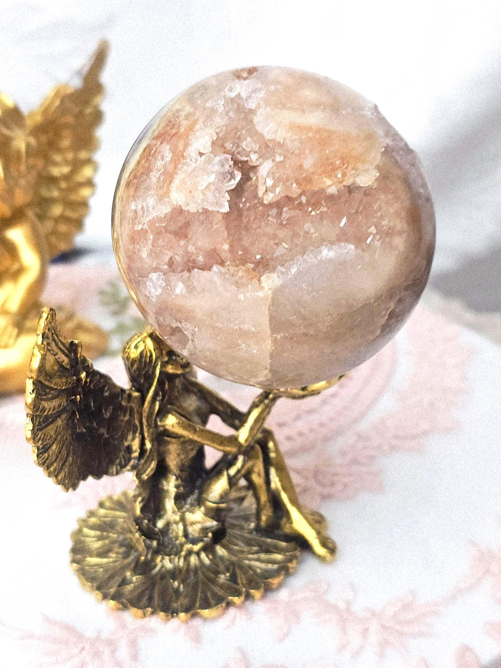 Pink Amethyst Druzy Sphere, Red Quartz Crystal Ball