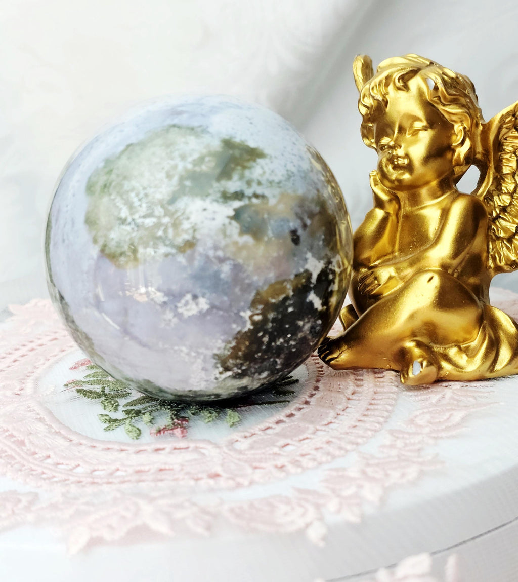 Rare Colorful Druzy Ocean Jasper Sphere, Ocean Jasper, Crystal Sphere