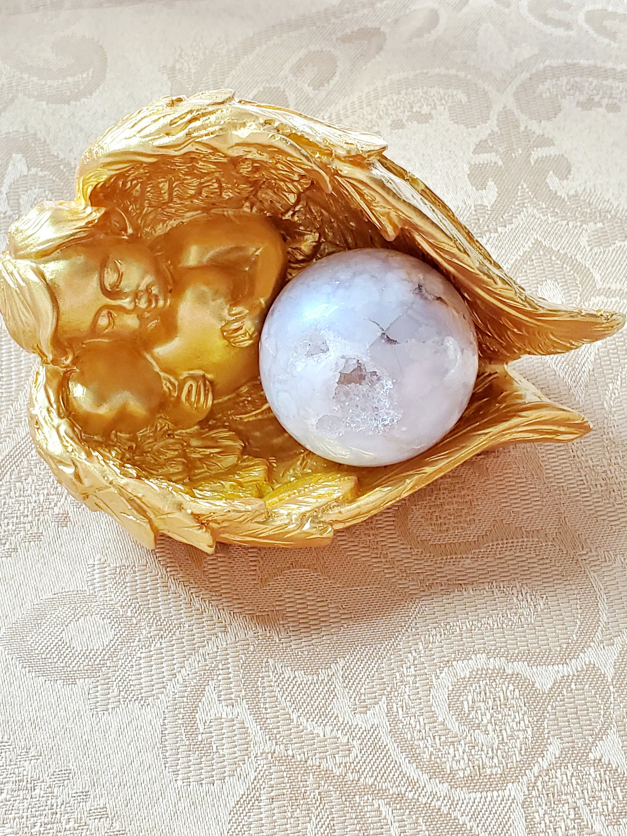 Angel, Angel Sphere Stand, Crystal Holder, Shabby Chic, Angel Collectible, Unique Gifts, Home Decor, Candle Holder, key holder