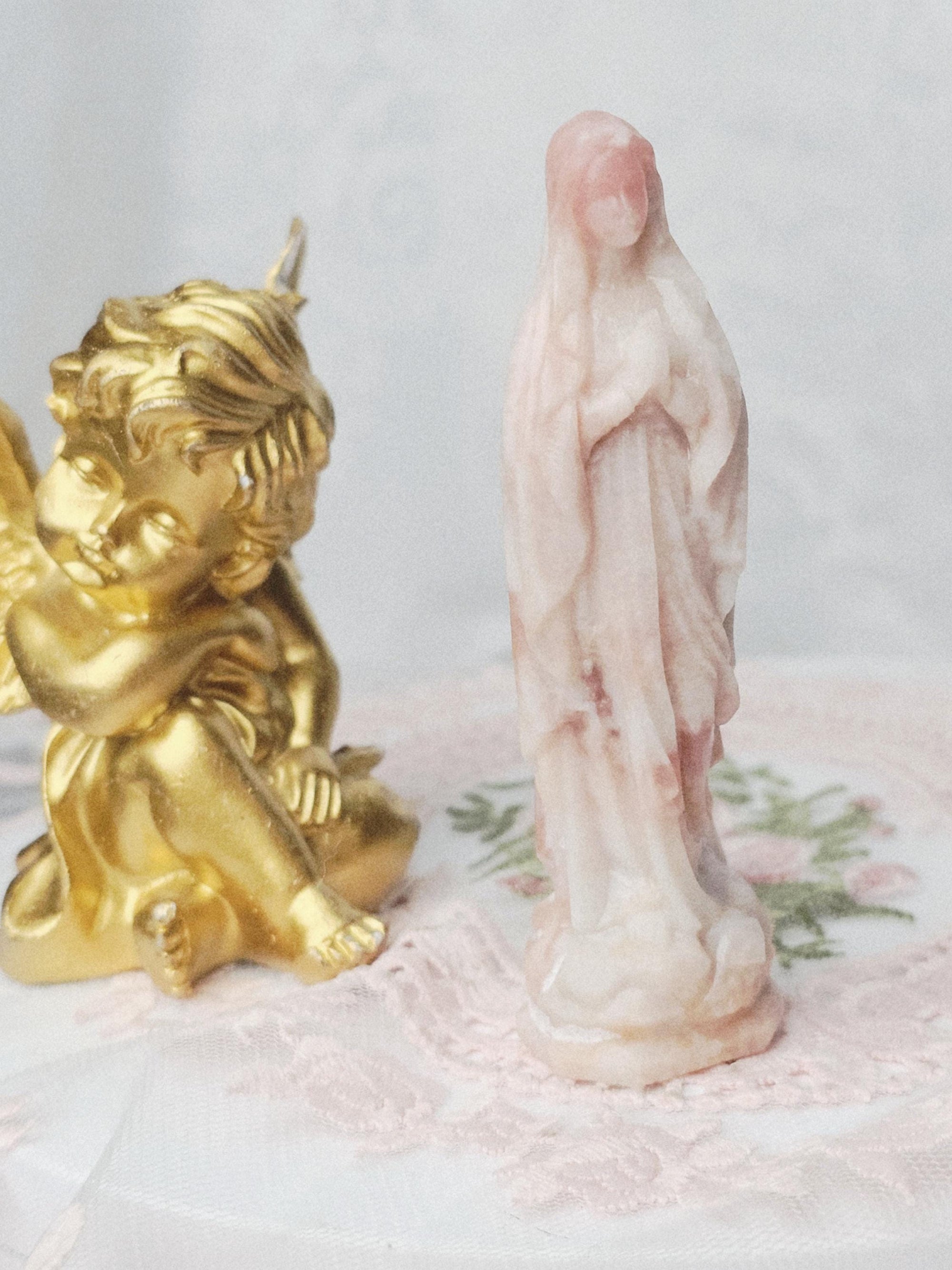Pink Opal Mary , Pink Opal, Mary Statue , Crystal Sculpture,