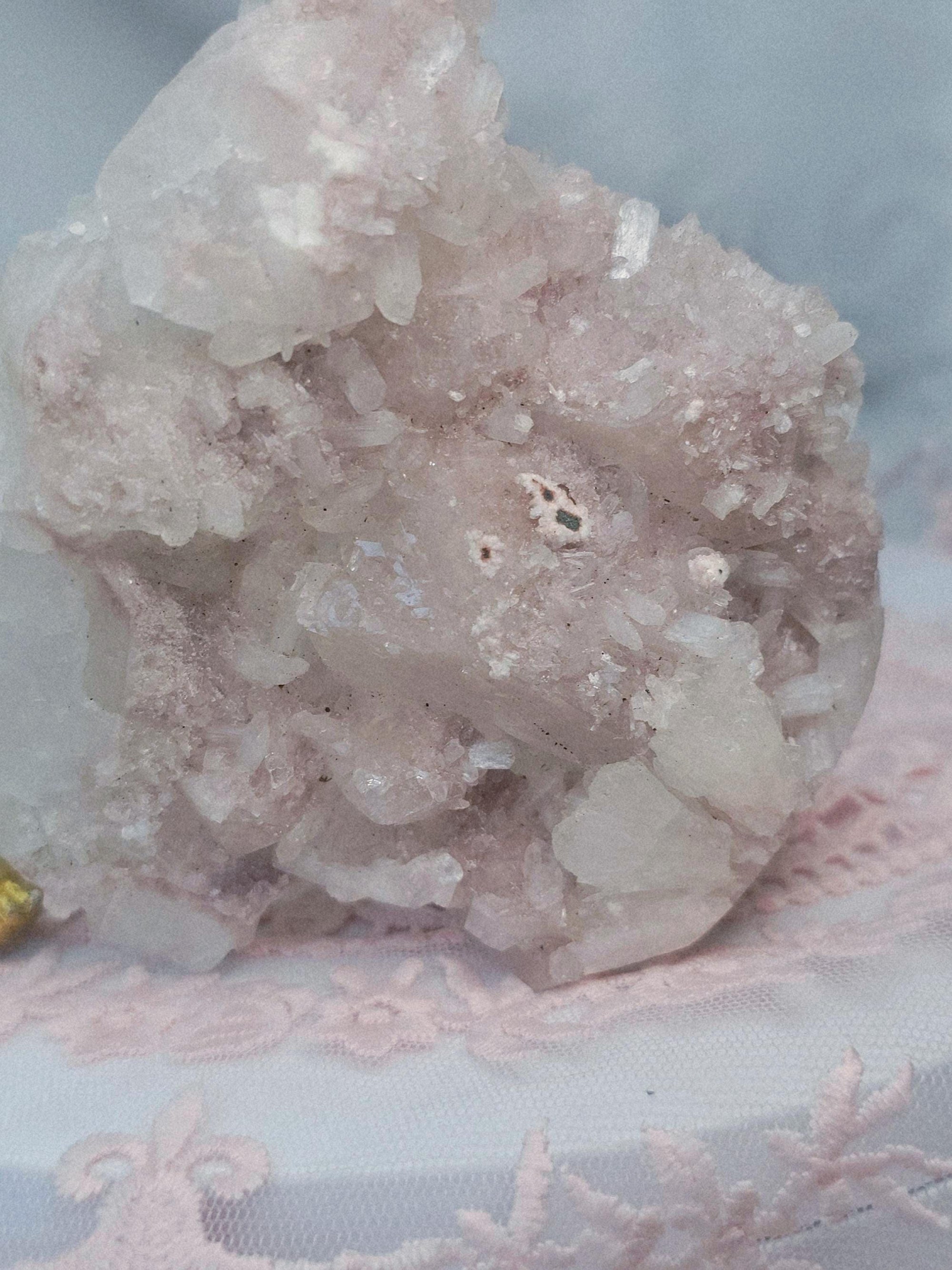 RARE Pink Sugar Apophyllite with Stillbite from India , Apophyllite, Crystal, Crystal