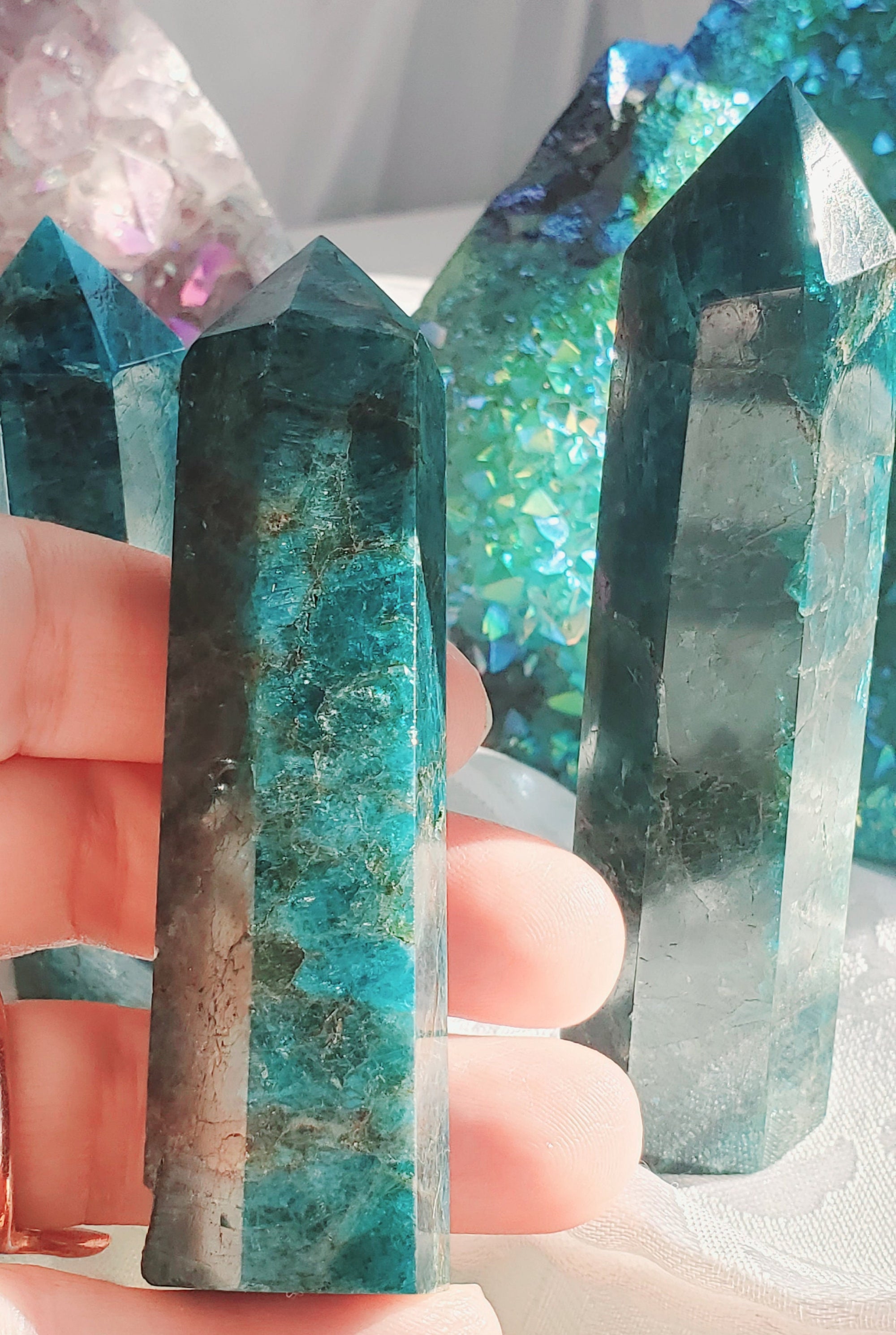 Apatite Gemstone Tower, Crystal Point, Healing Stone, Crystal Tower, Gift