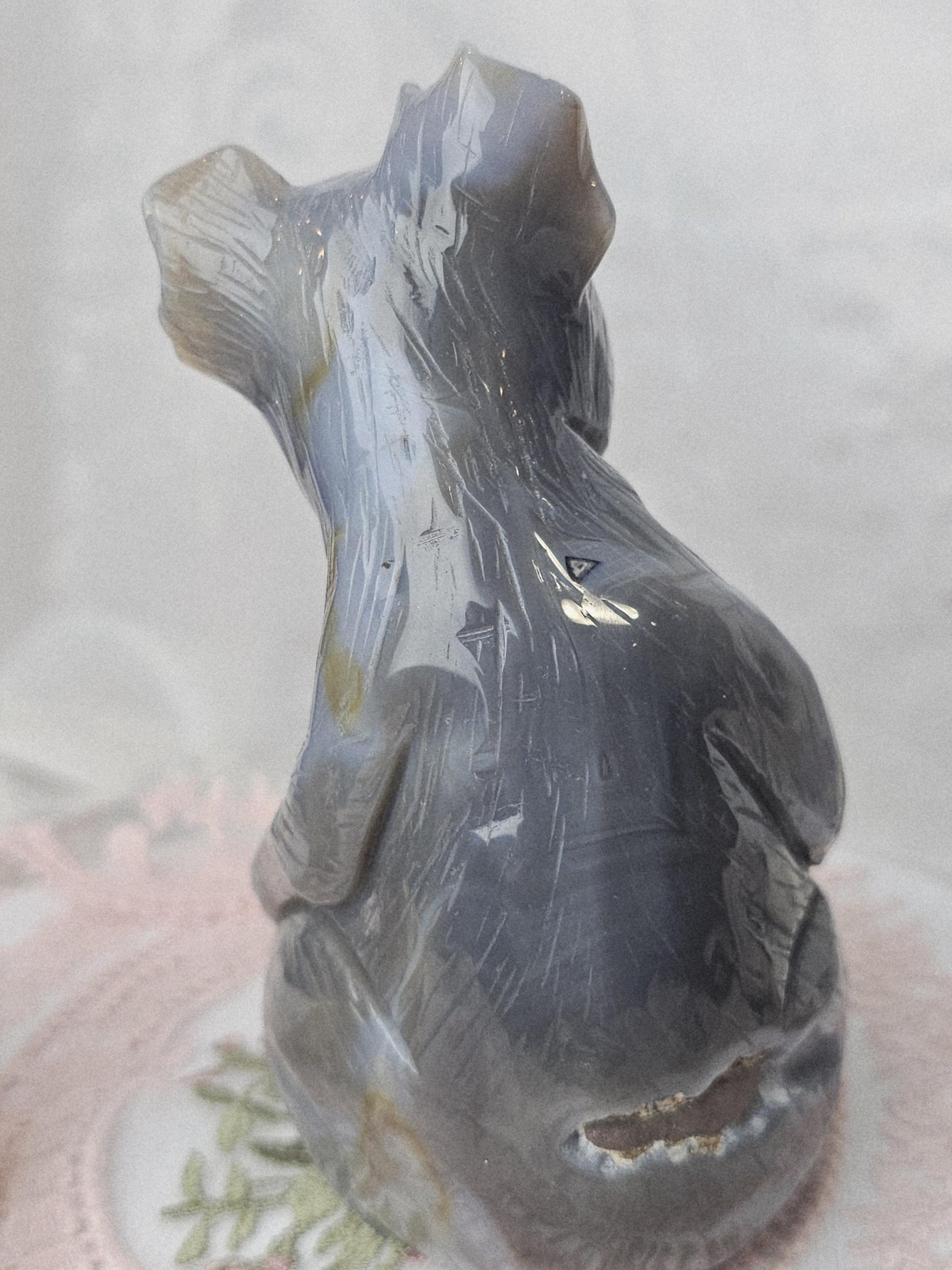 Banded Agate Koala,  Bear Statue, Druzy Agate Crystal, Home Decor, Sculpture, Koala