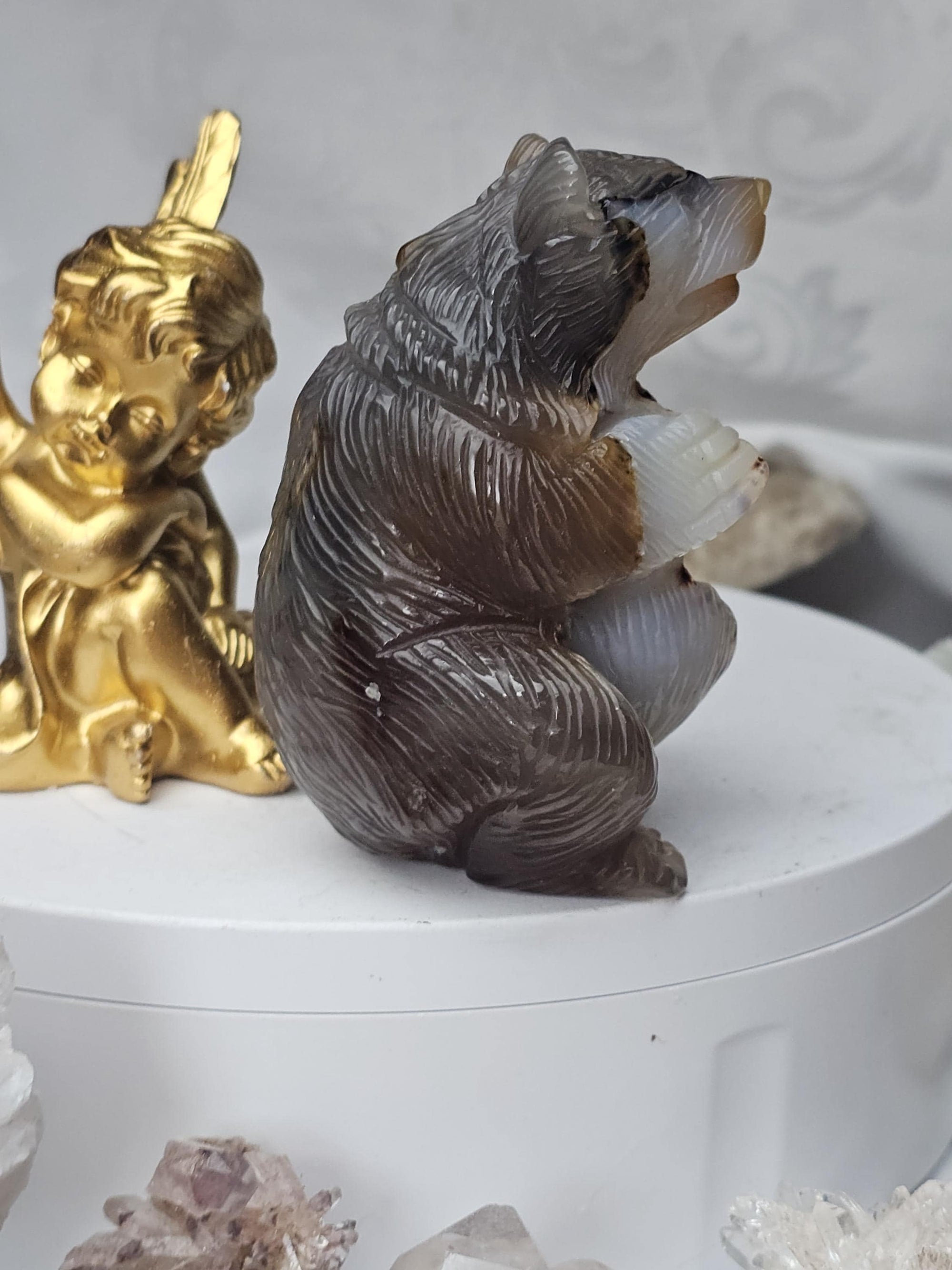 Druzy Agate Bear, Bear Statue, Crystal, Home Decor, Sculpture