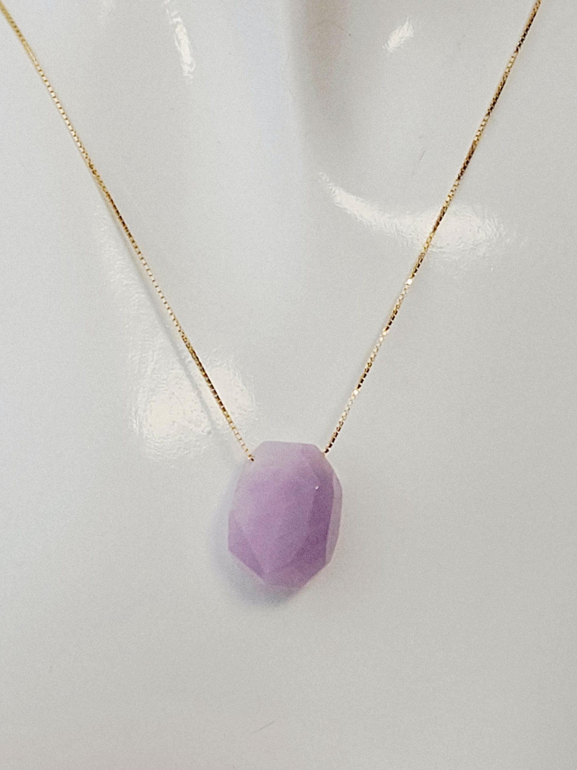Kunzite Faceted Necklace, boho, Hippie, gifts for her, birthday,  love energy, romance, love necklace,Crystal healing