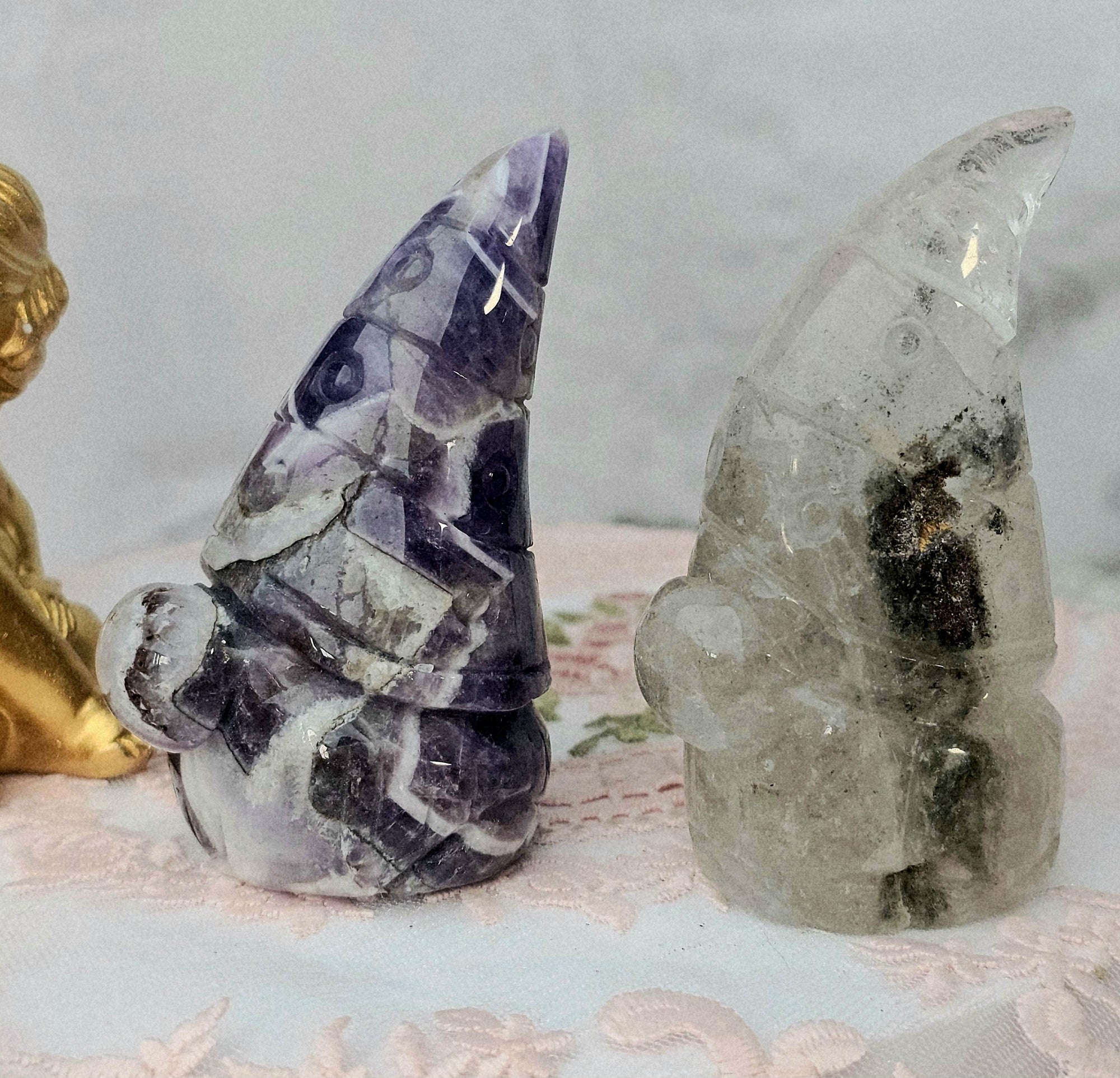Lg Dream Amethyst or Garden Quartz Gnome, Gnomes, Crystal