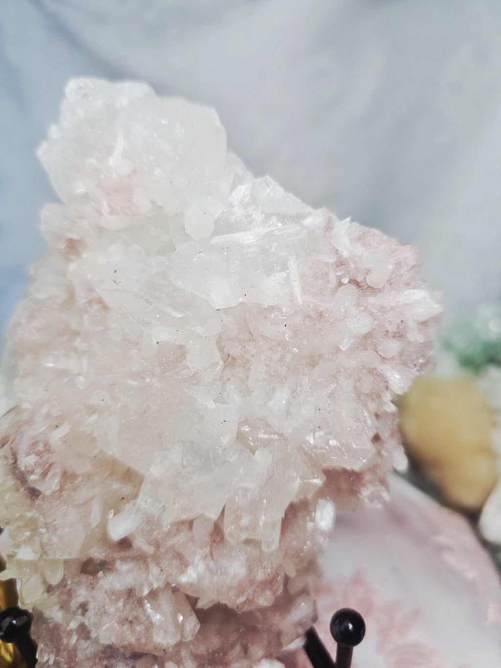 RARE Pink Sugar Apophyllite with Stillbite from India , Apophyllite, Crystal, Crystal