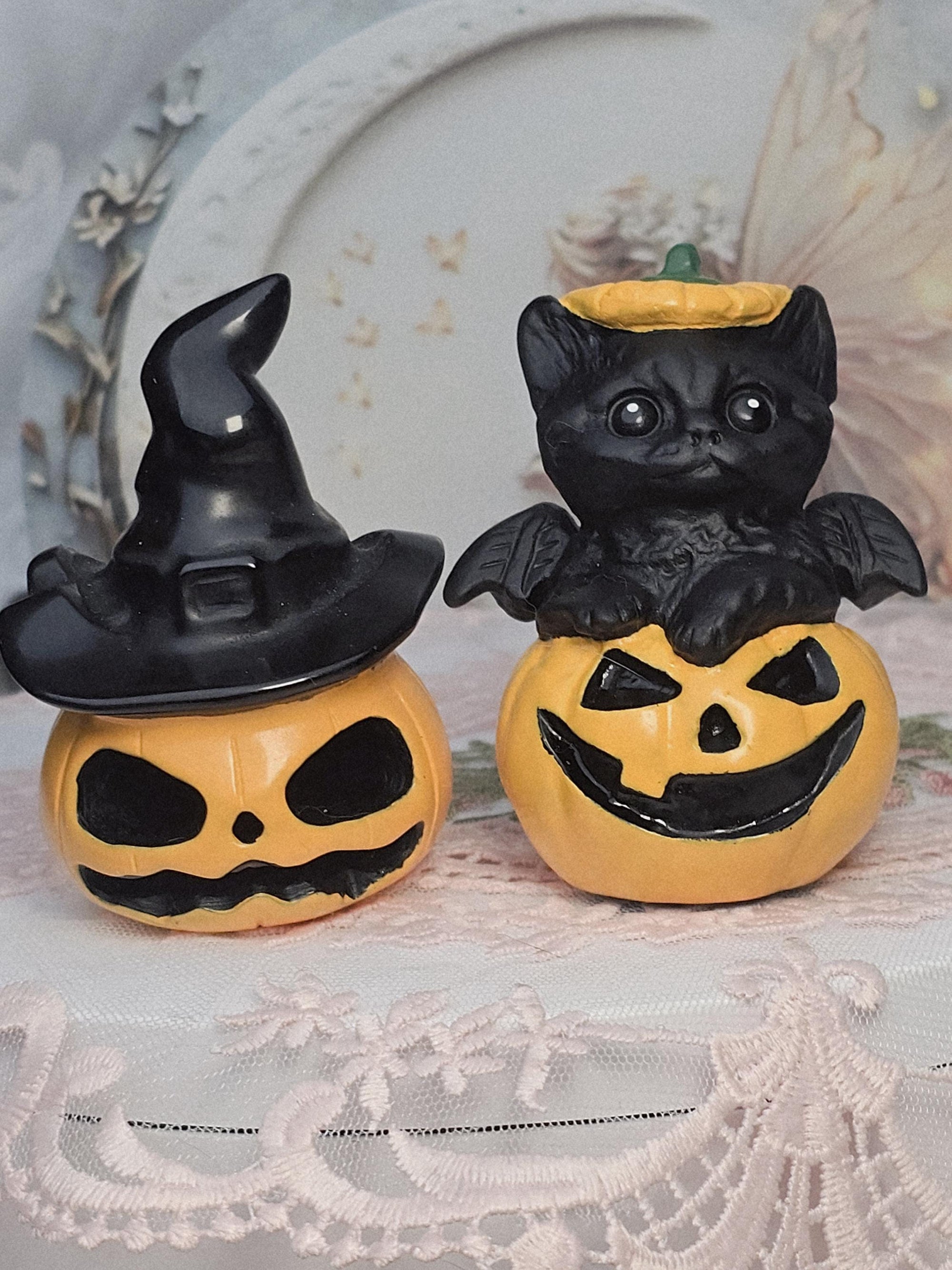 Halloween Obsidian Hand Painted Decoration, Black Obsidian Cat, Cute Halloween Decorations, Home Decor
