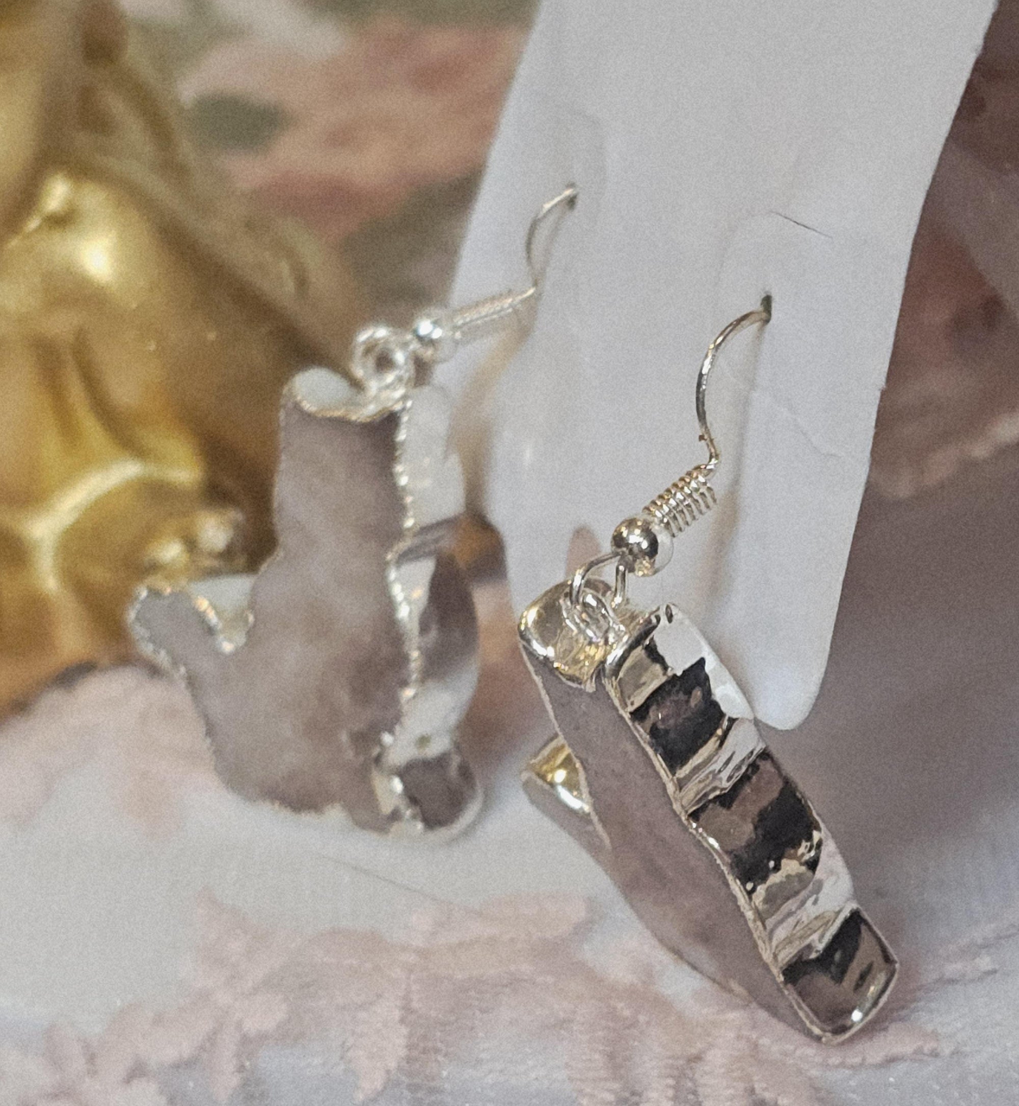 Pink Amethyst Cat Earrings, 925 Sterling Silver, Handmade Jewelry