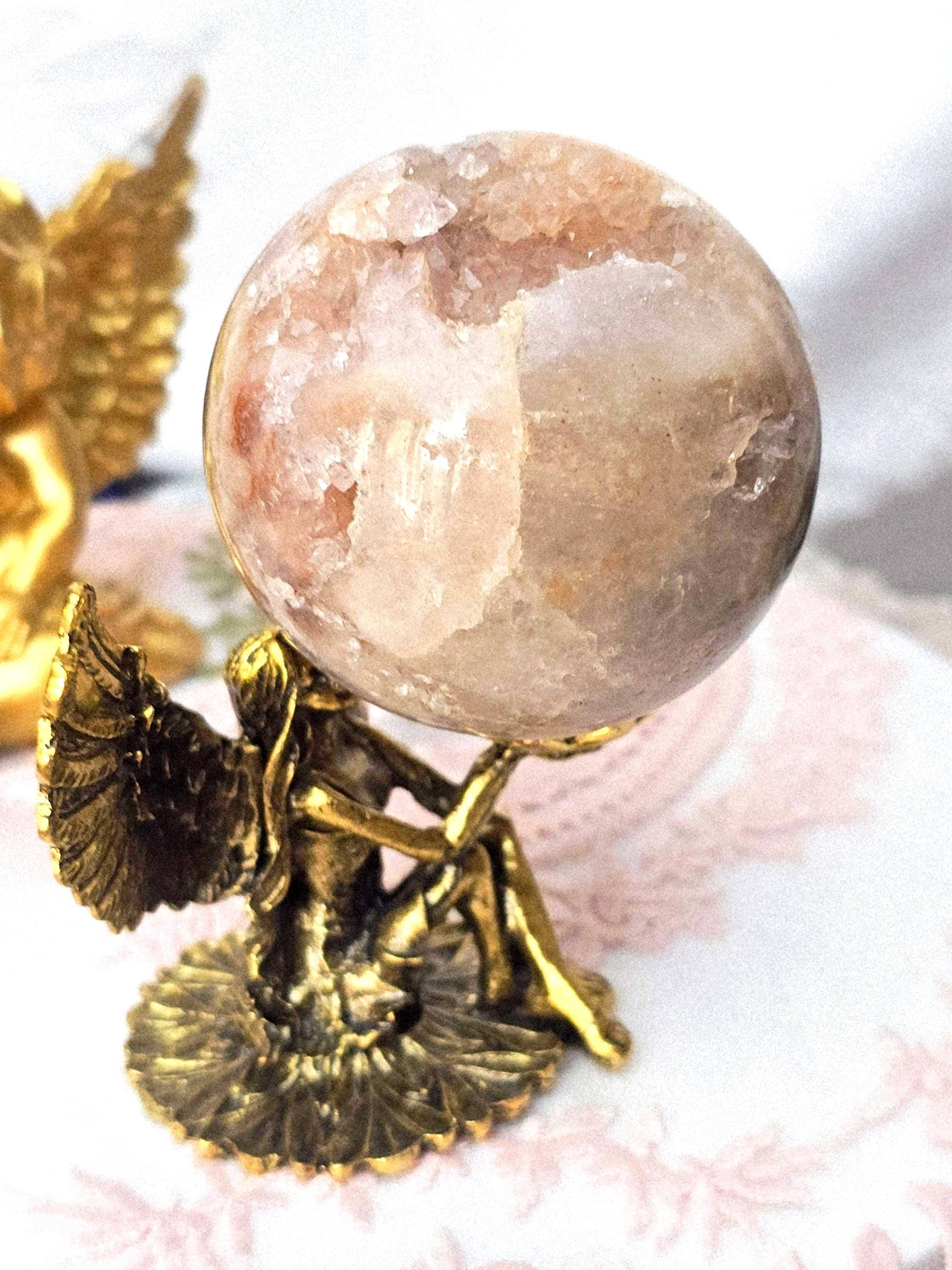 Pink Amethyst Druzy Sphere, Red Quartz Crystal Ball