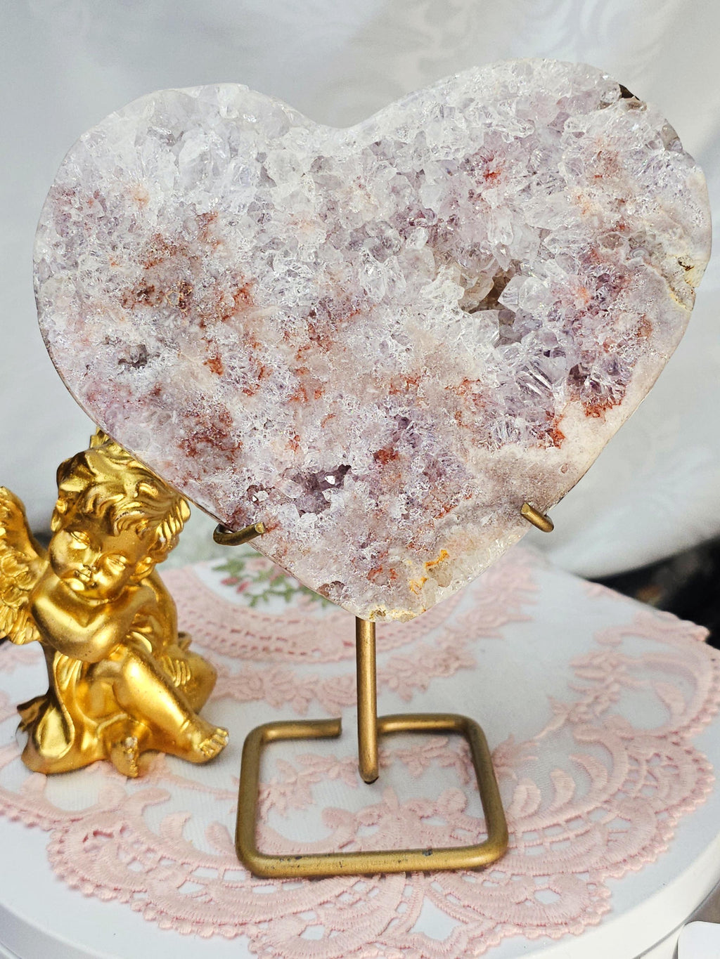 Pink Amethyst Druzy Heart, Pink Amethyst, Crystal Heart, Gift
