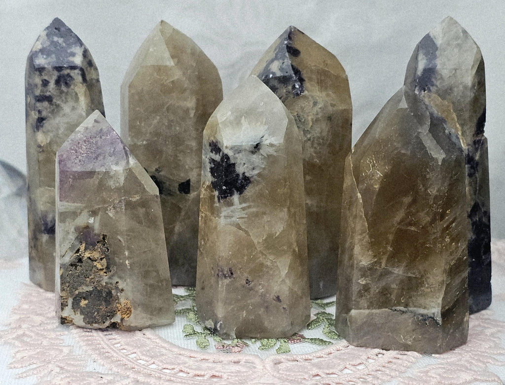 Non Heat Treated Citrine and Lepidolite Tower, Crystal, Natural Citrine Tower, Gift for Her