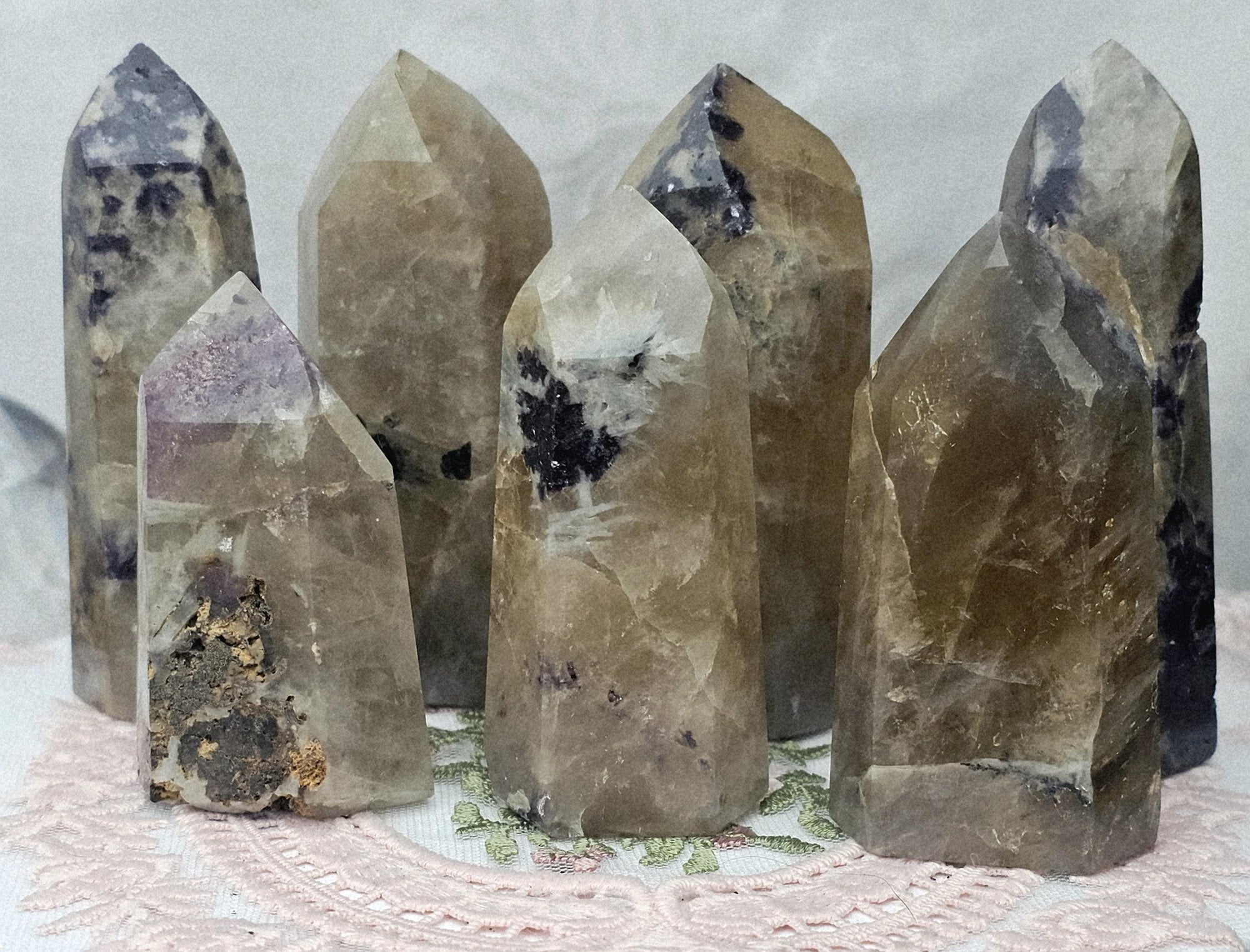 Non Heat Treated Citrine and Lepidolite Tower, Crystal, Natural Citrine Tower, Gift for Her