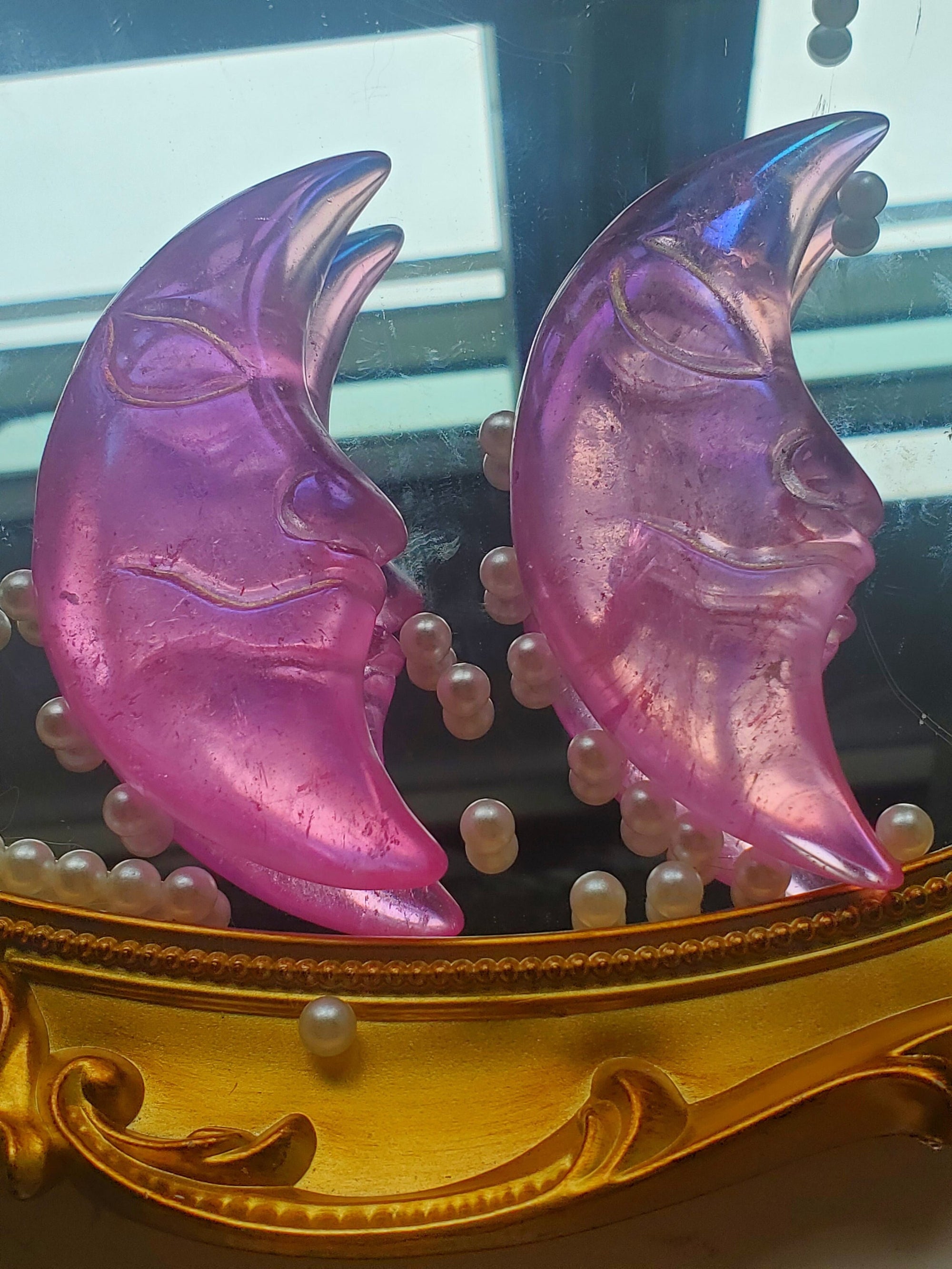 Aura Clear Quartz Moon, Angel Aura, Moon crystal,Crystal