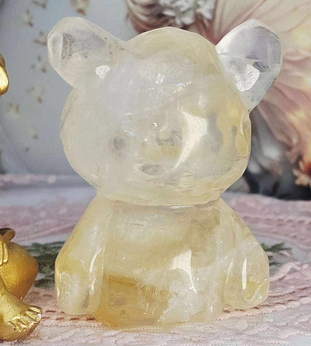 Golden Healer Quartz Bear, Bear Art, Teddie Bear, Cute Crystal, Feng Shui Crystal, Chakra Stone