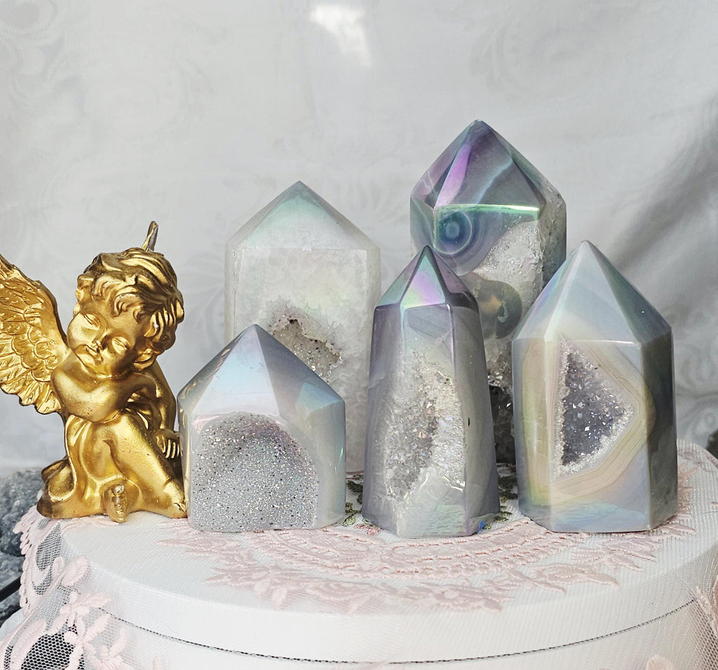 Aura Druzy Agate Towers, Crystal, Home Decor