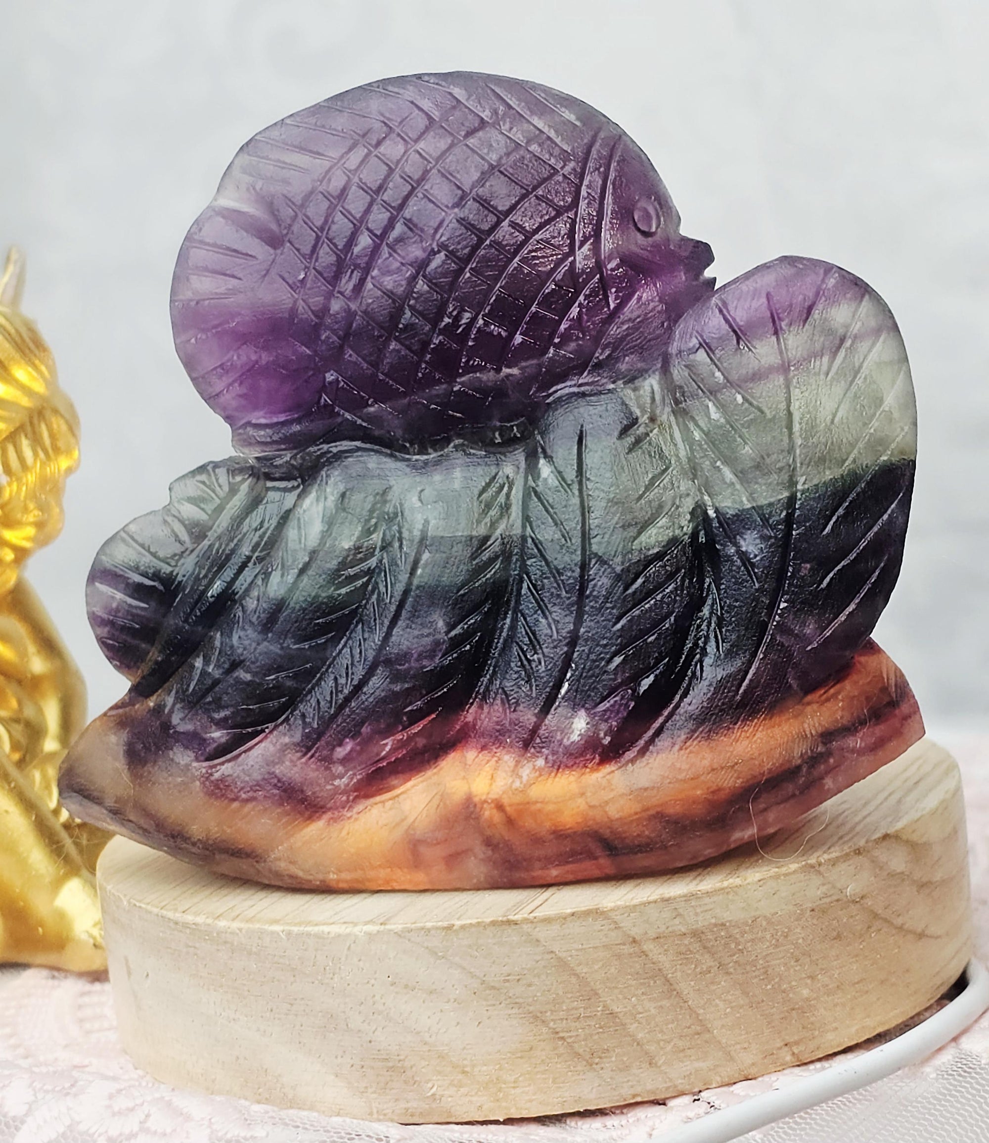 Rainbow Fluorite Fish, Fluorite Hedgehog, Crystal Home Decor, Fluorite, Gift