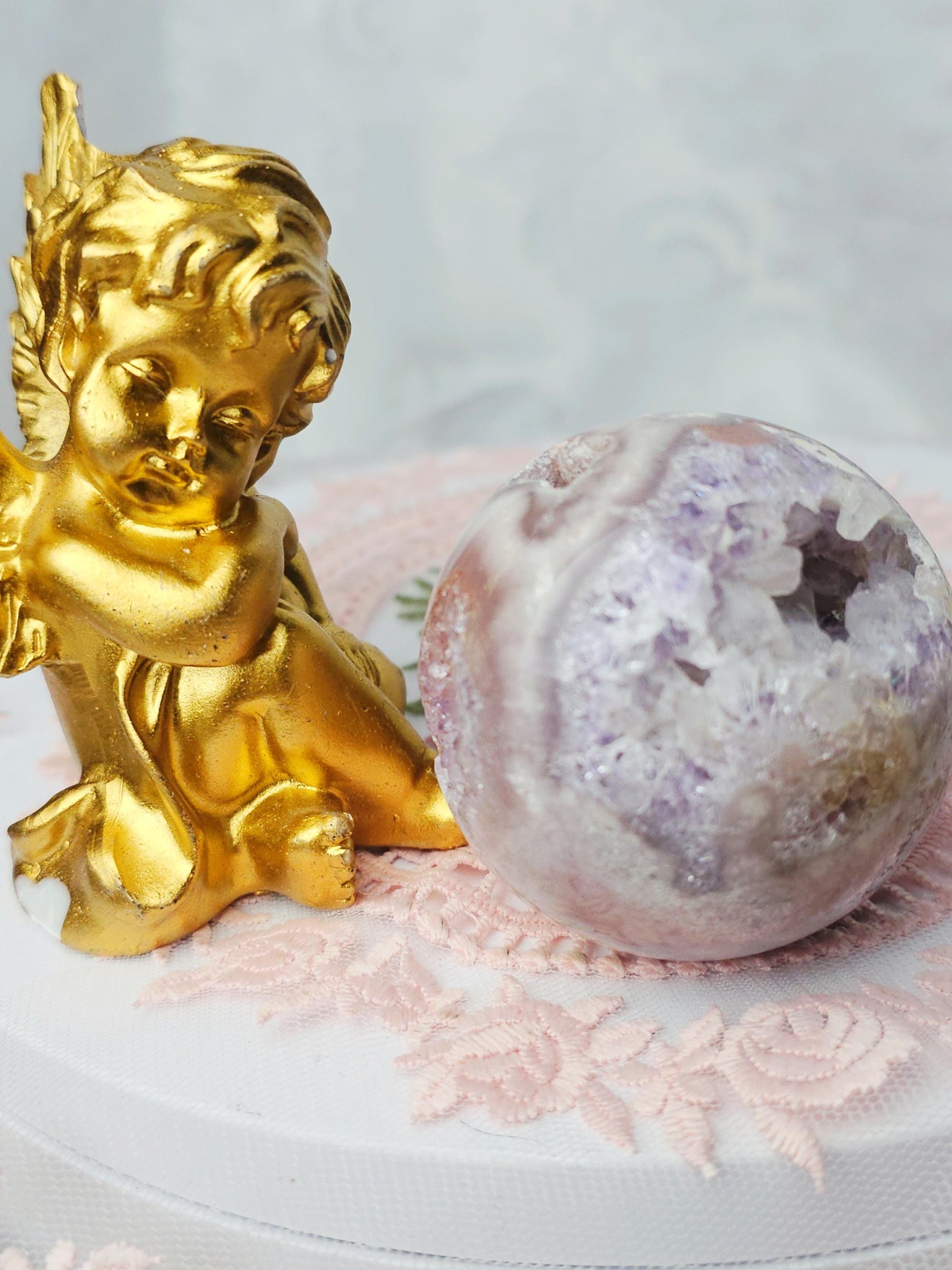 Brazilian Amethyst Druzy Sphere, Pink Amethyst Druzy Sphere, Red Pink Amethyst, Crystal Ball, Crystal Sphere, ,Gift