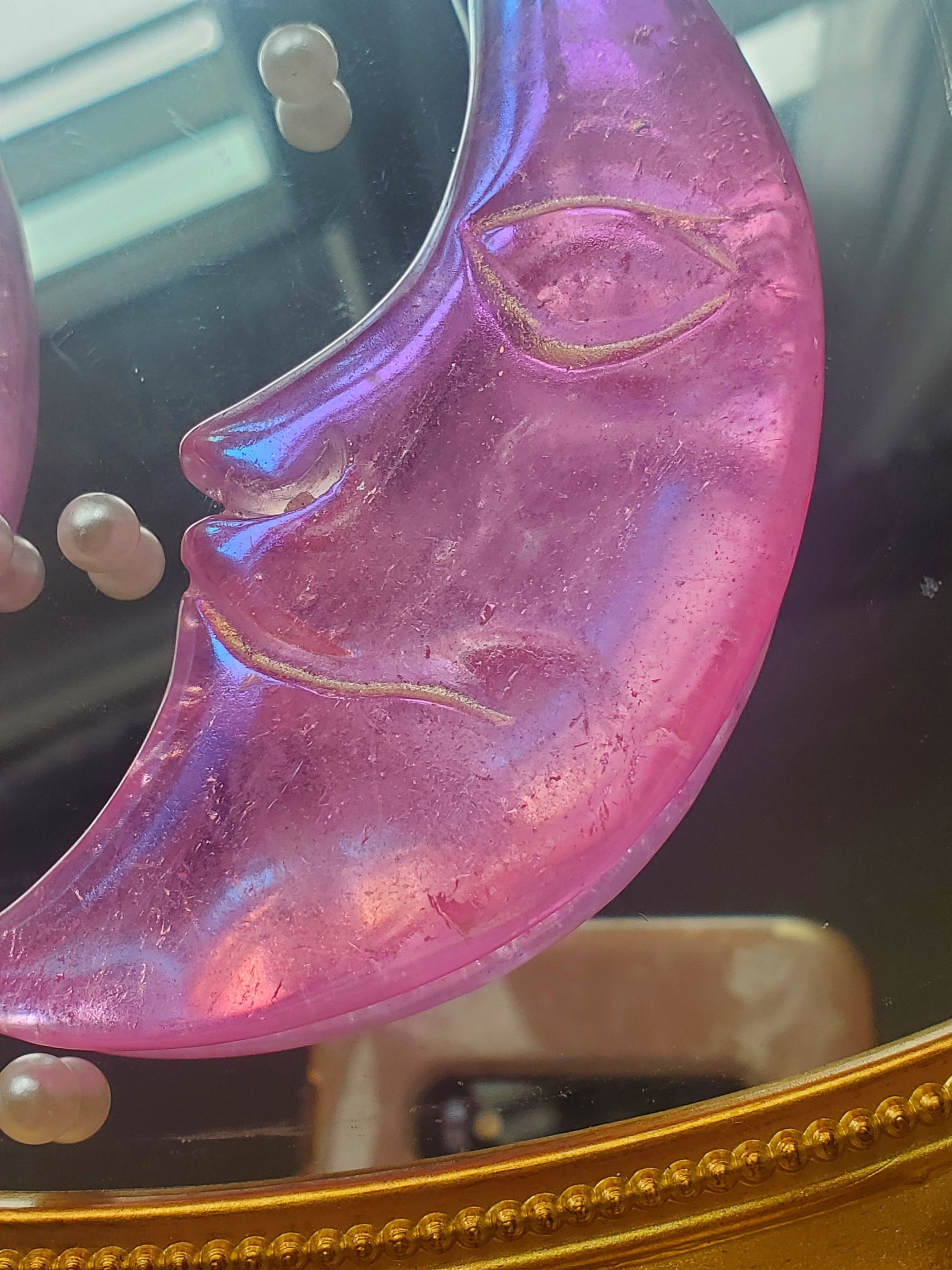 Aura Clear Quartz Moon, Angel Aura, Moon crystal,Crystal