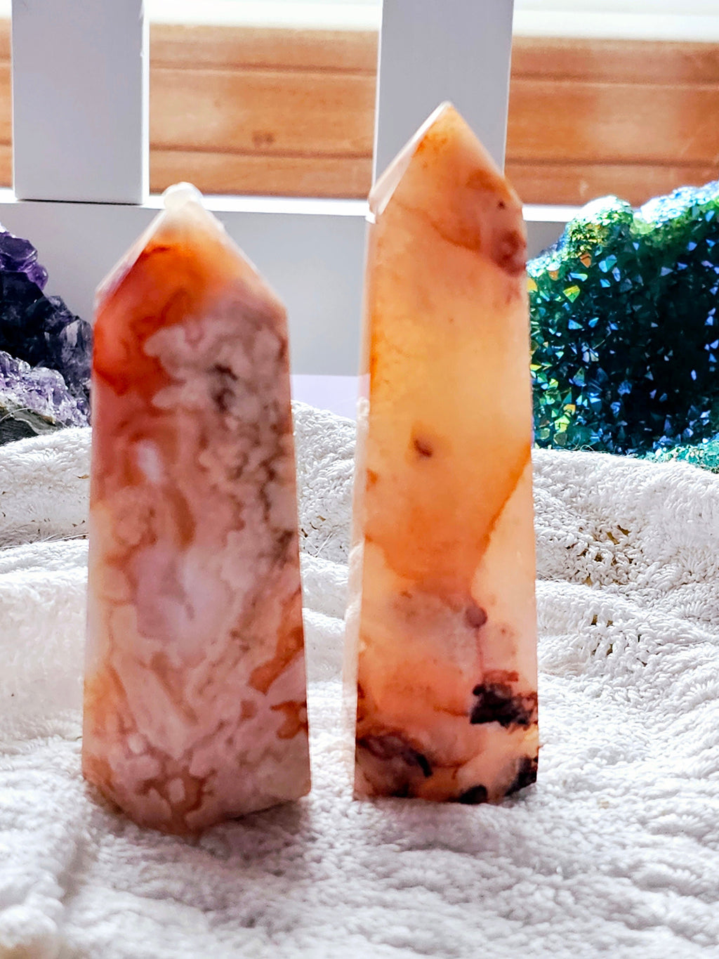 Carnelian  Flower Agate Tower,  Carnelian Flower Agate Point, Gift for Her, Gift, Crystal