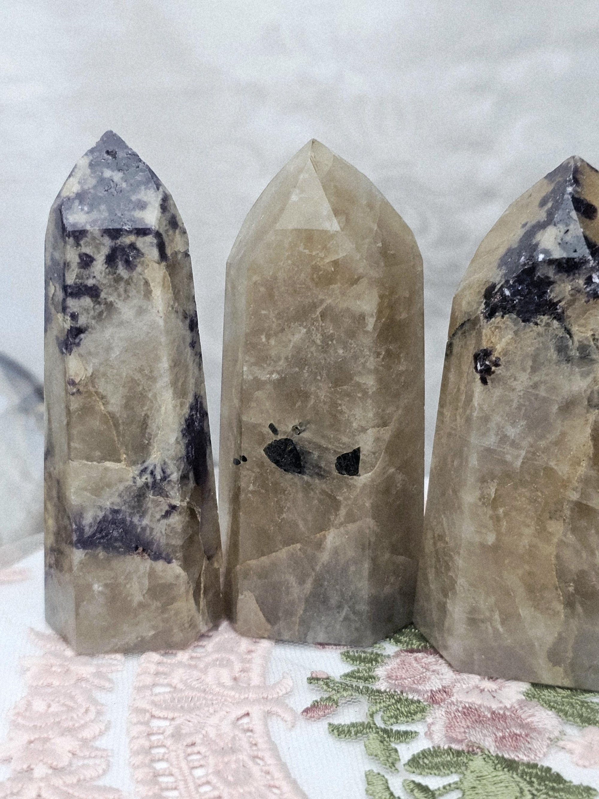 Non Heat Treated Citrine and Lepidolite Tower, Crystal, Natural Citrine Tower, Gift for Her