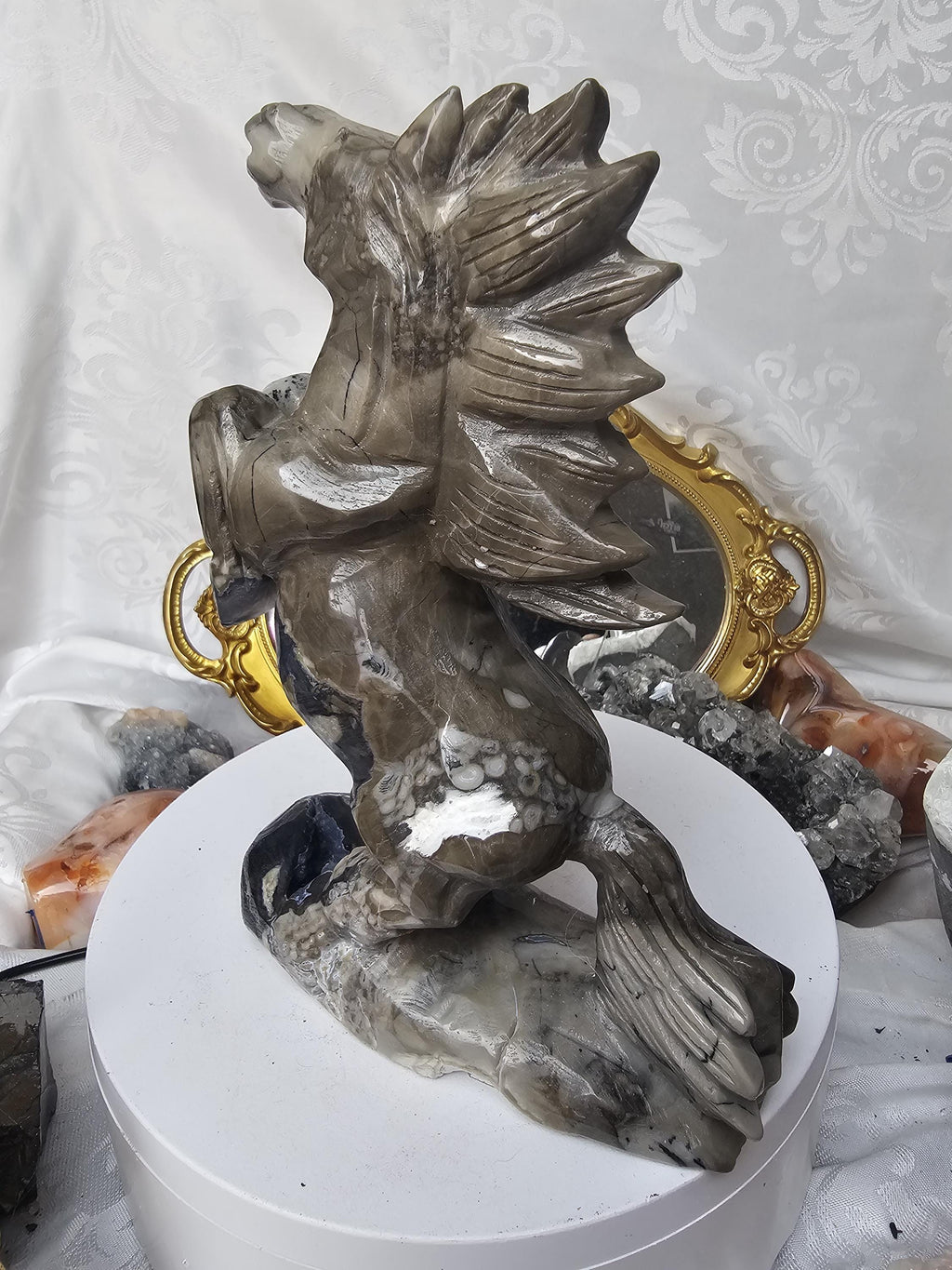 Volcano Agate Carved Horse, Handmade, Crystal