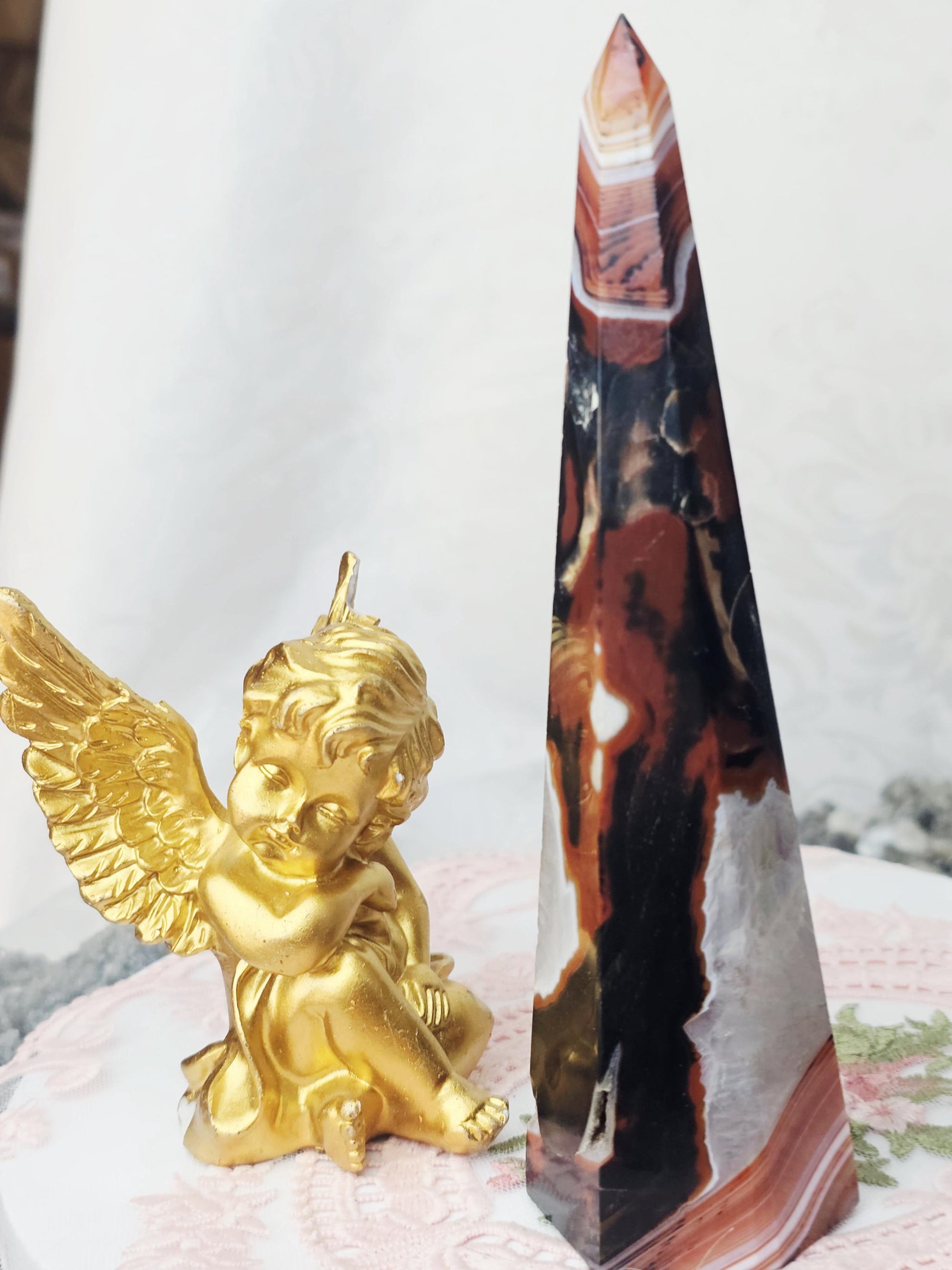 Sardonyx Carnelian Tower, Carnelian Towers , Orange and Black Sardonyx, Crystal Gift