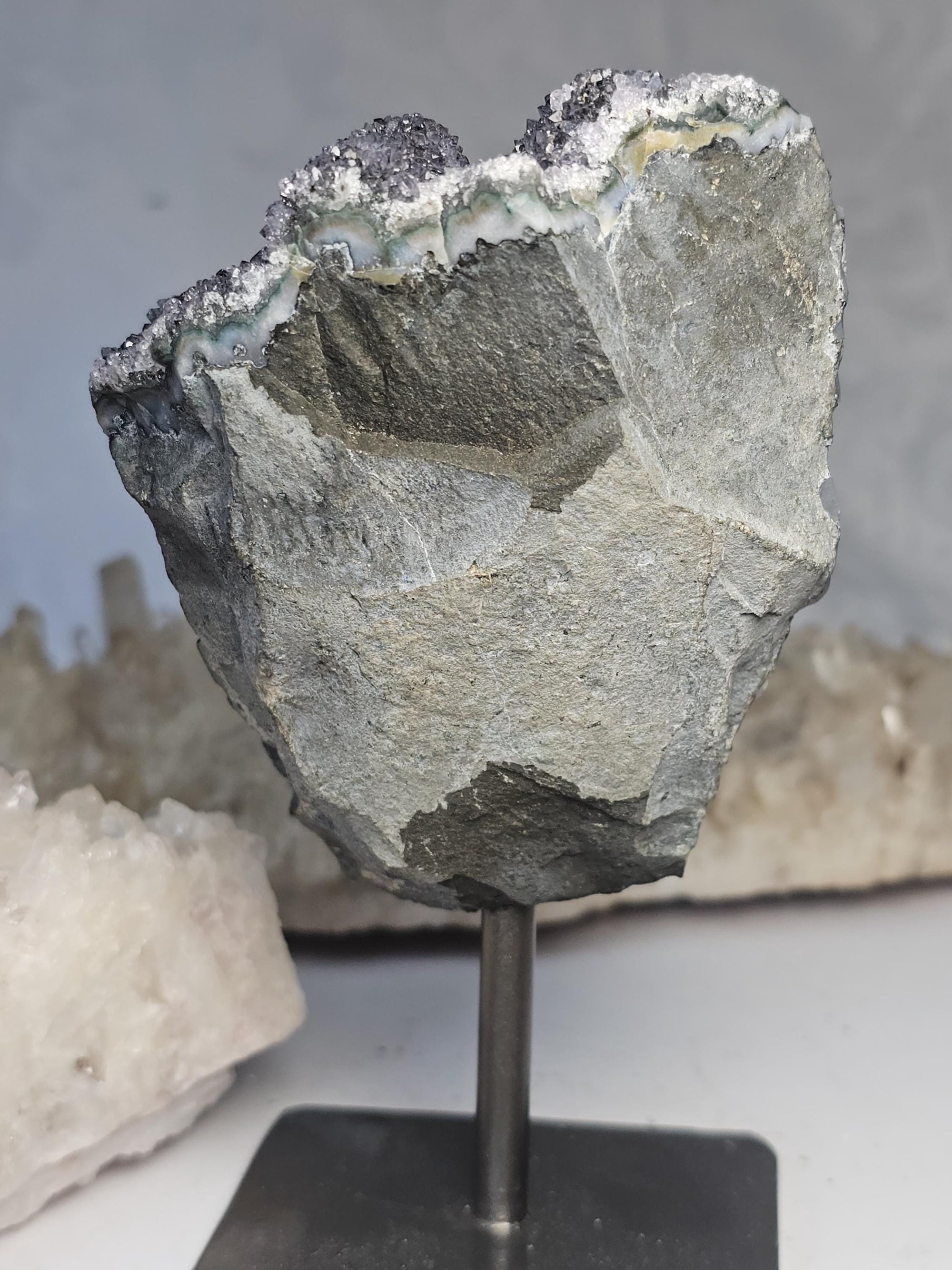 Rare Black Amethyst Stalactite on a Stand, Black Amethyst, Uruguay Statement Piece