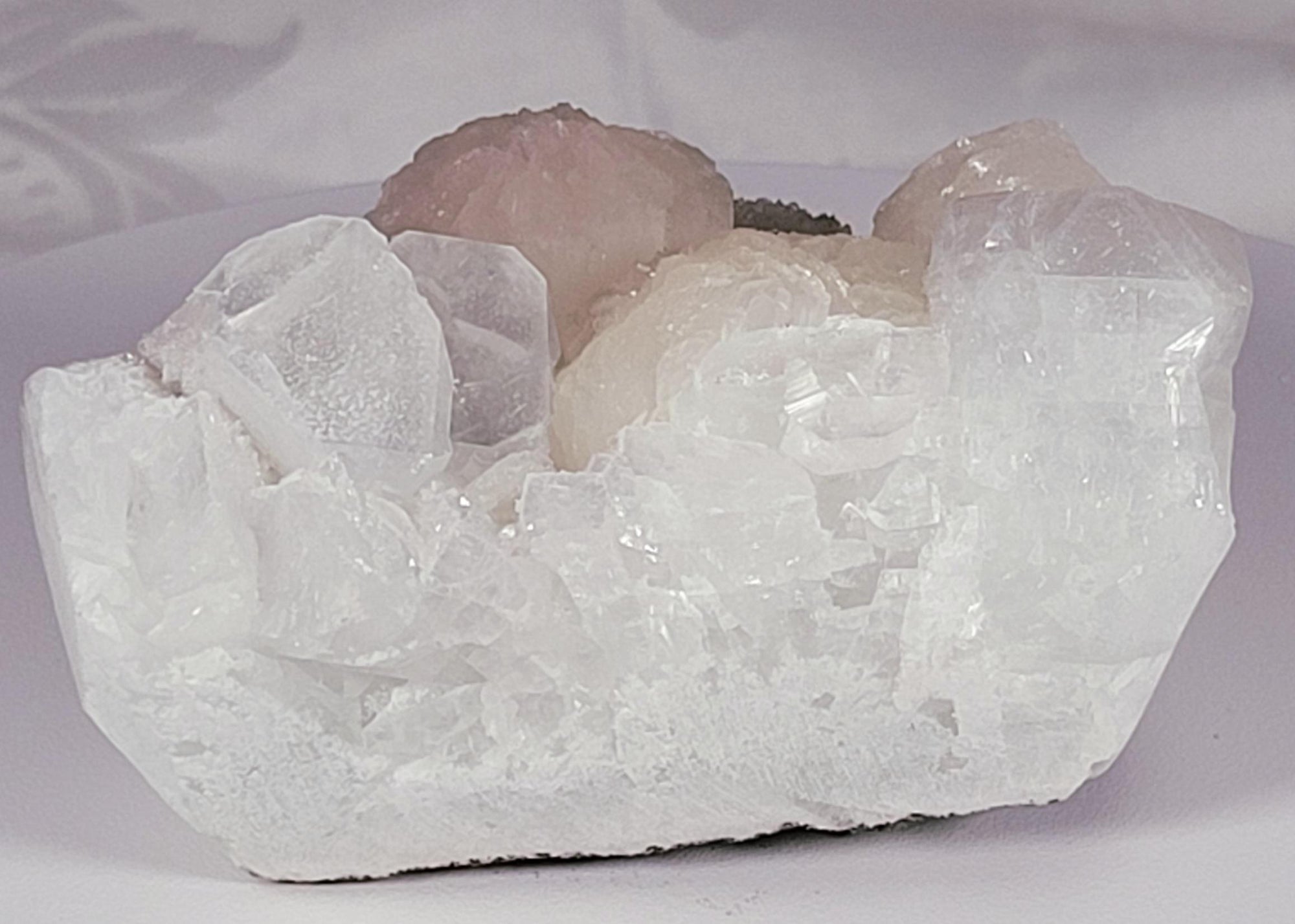 Pink Apophyllite Stillbite Crystal Cluster, Imported India