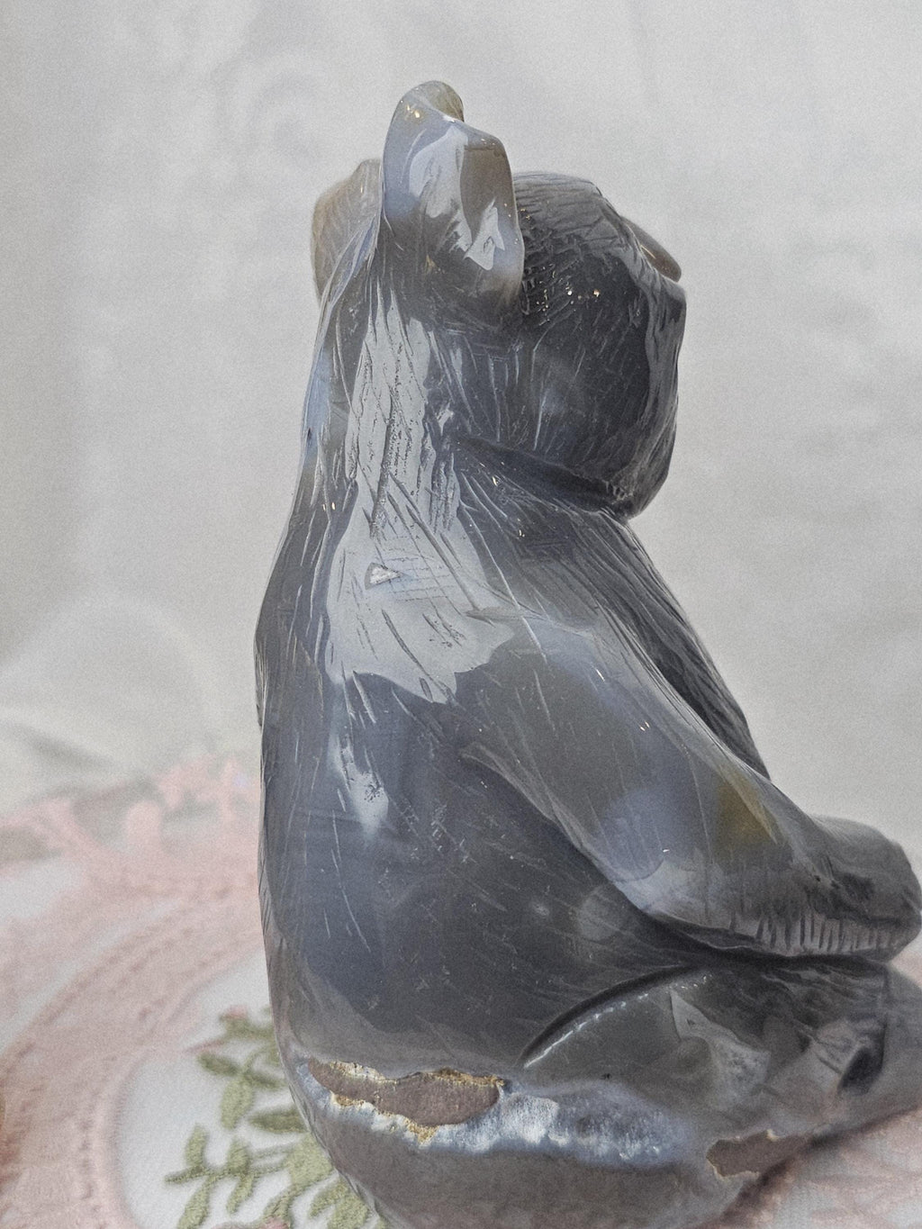 Banded Agate Koala,  Bear Statue, Druzy Agate Crystal, Home Decor, Sculpture, Koala