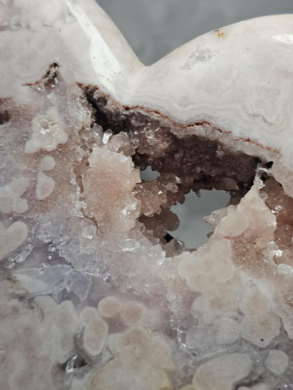Pink Amethyst Druzy Heart, Rose Gold Stand, Brazilian Crystal Gift