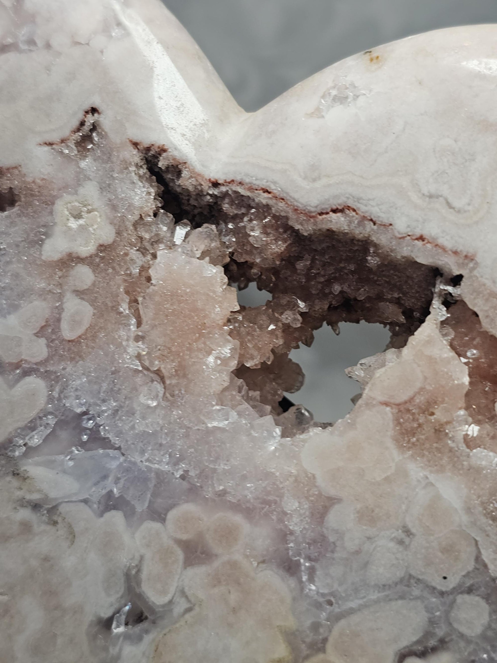 Pink Amethyst Druzy Heart, Rose Gold Stand, Brazilian Crystal Gift