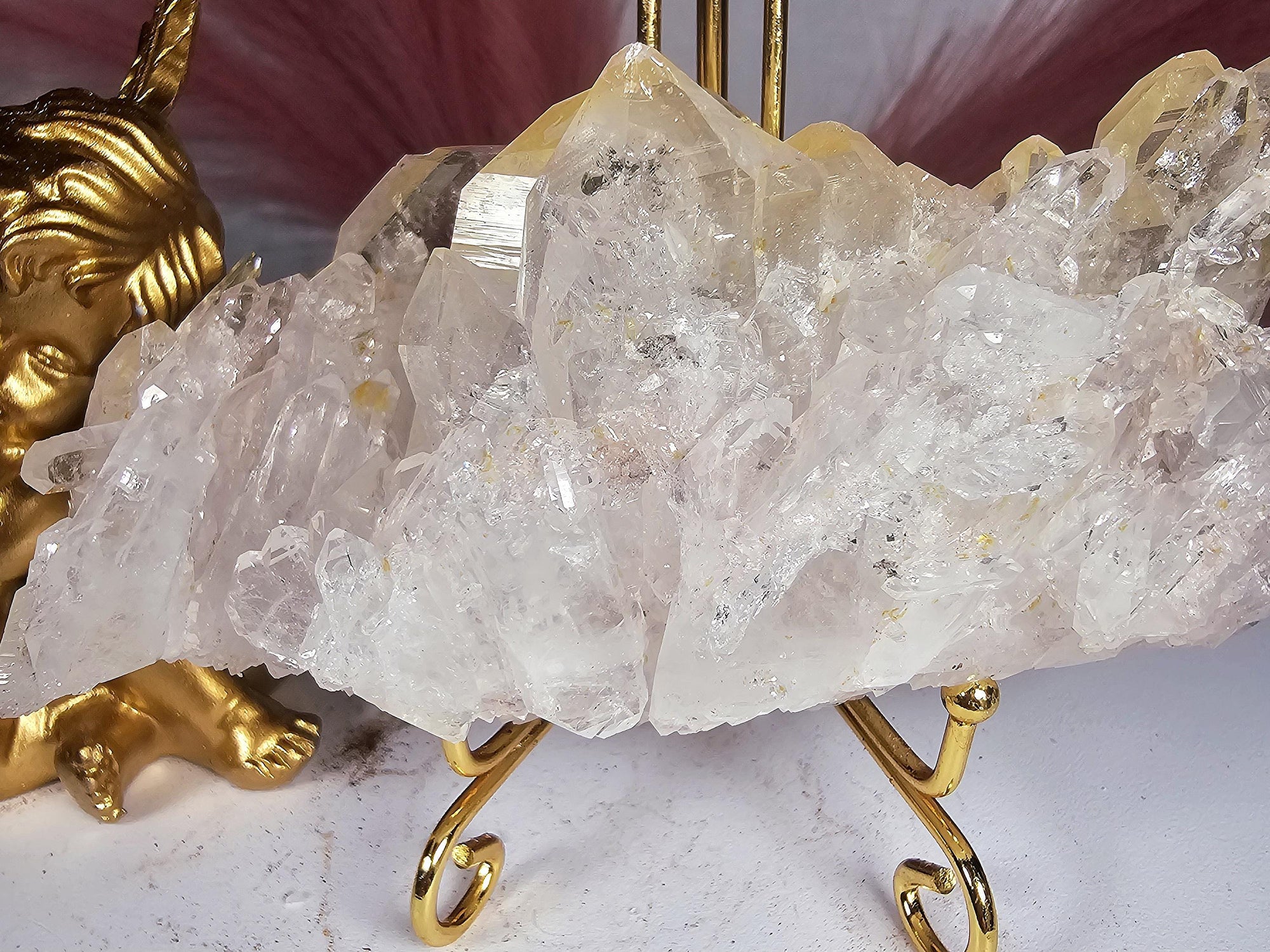 RARE Pink Tabby Lemurian Quartz Cluster, Mango Quartz and Pink Lemurian Quartz Cluster Columbia, Crystal Cluster
