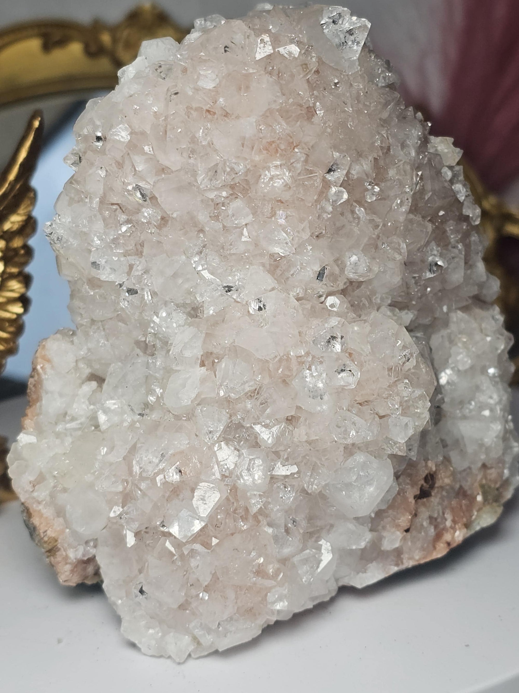 RARE Peaches and Cream Diamond Apophyllite from India , Apophyllite, Crystal, Crystal