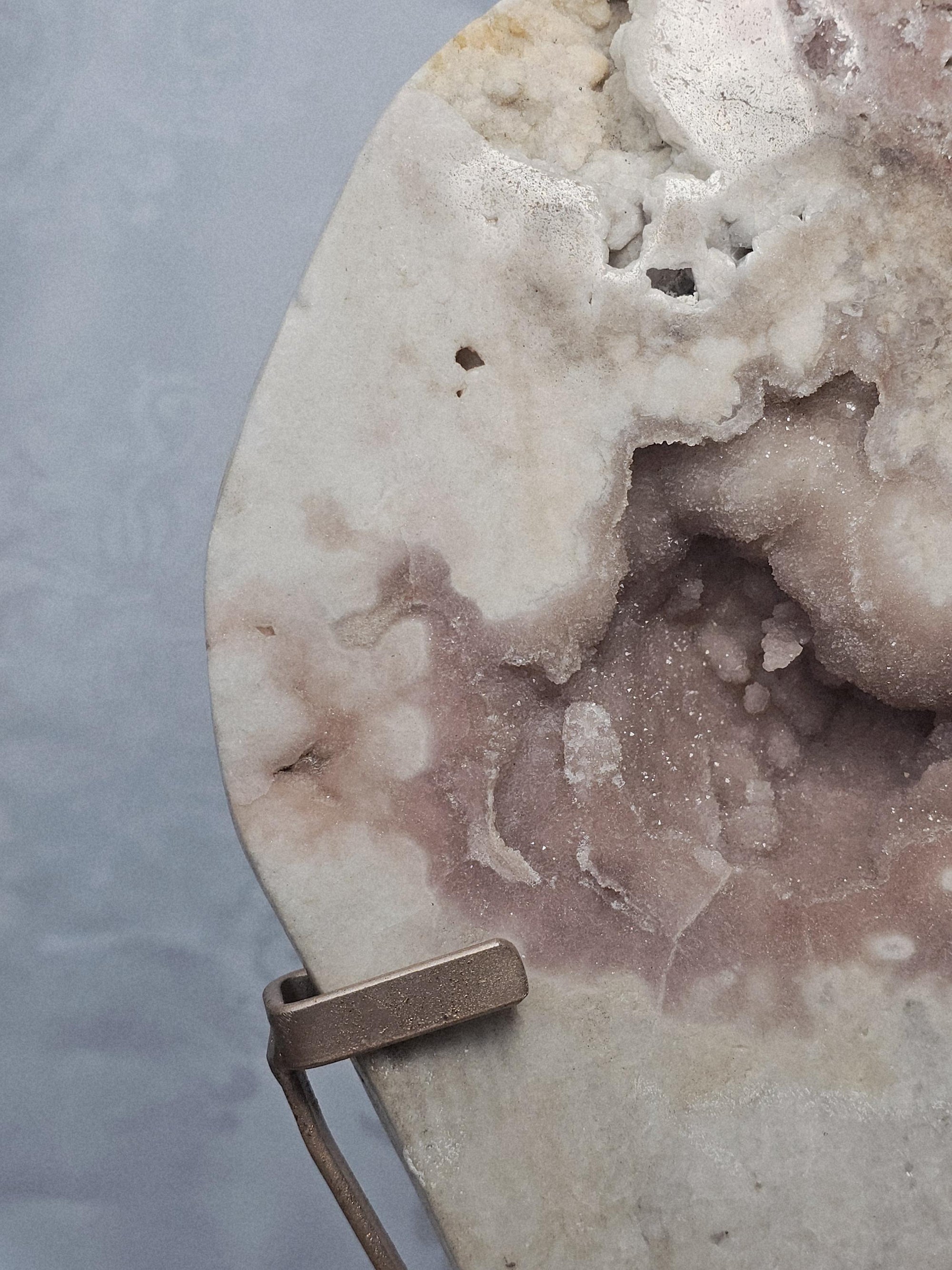 Large Pink Amethyst Slab, Brazilian Crystal with Quartz Druzy
