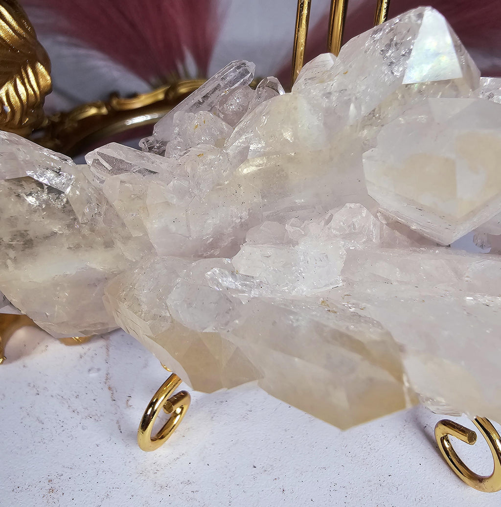 RARE Pink Tabby Lemurian Quartz Cluster, Mango Quartz and Pink Lemurian Quartz Cluster Columbia, Crystal Cluster