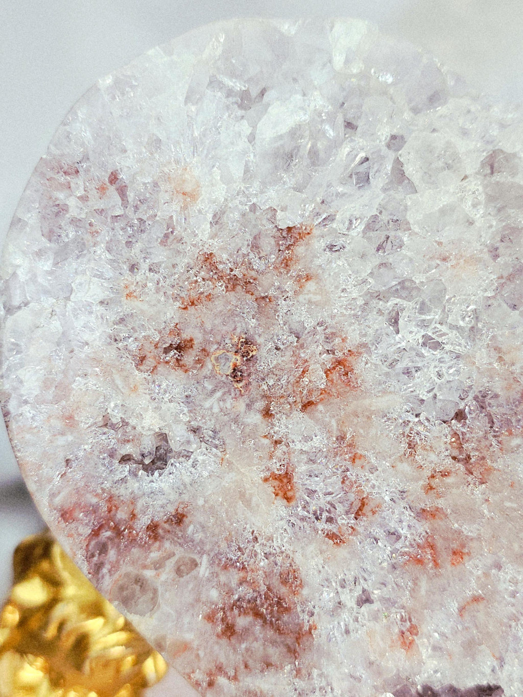 Pink Amethyst Druzy Heart on Rose Gold Stand