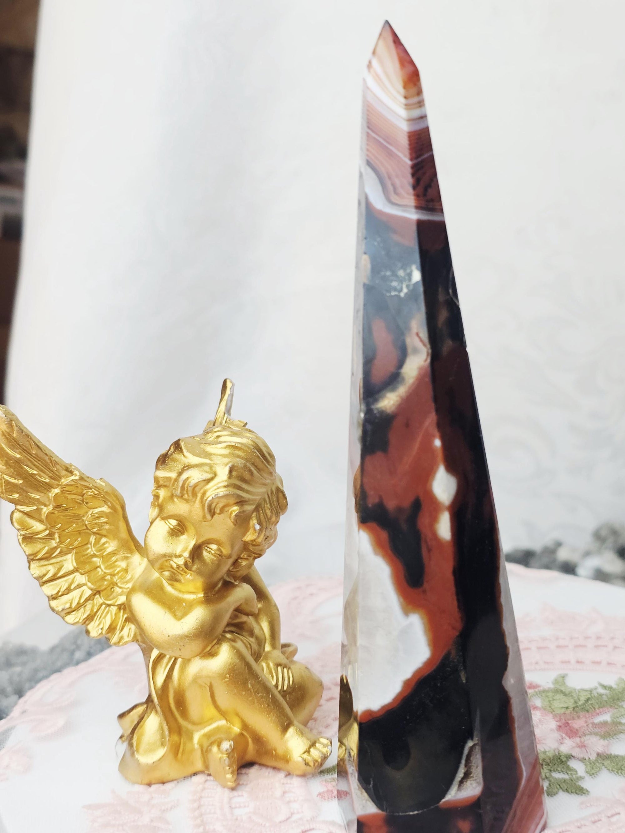 Sardonyx Carnelian Tower, Carnelian Towers , Orange and Black Sardonyx, Crystal Gift